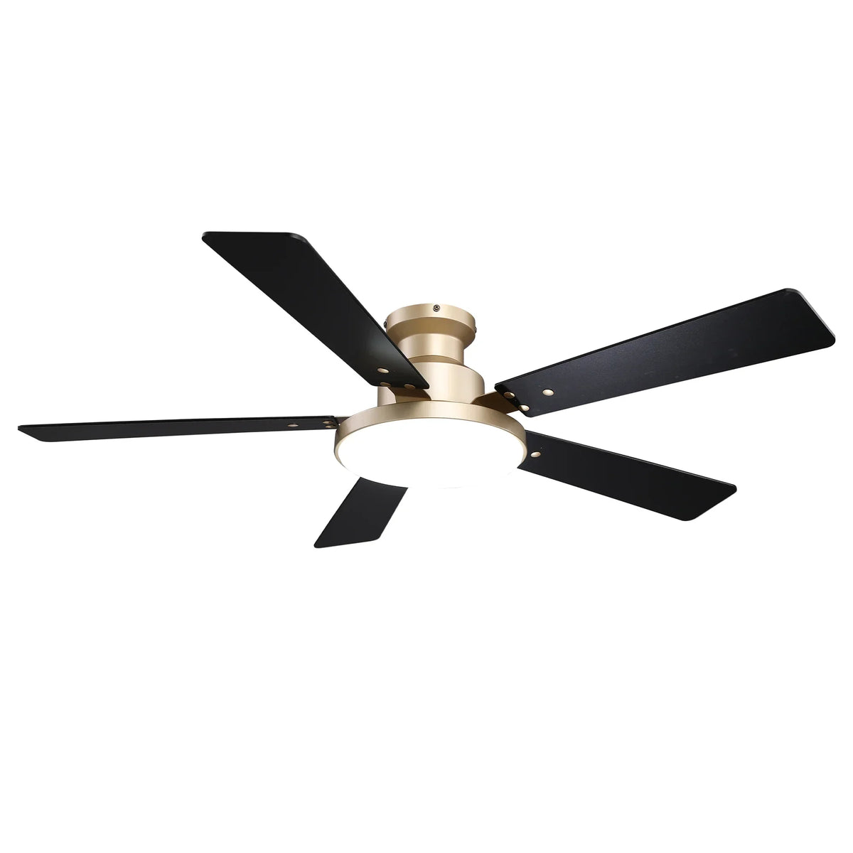 52" Auren Modern Brass Flush Mount LED Ceiling Fan with Reversible Blades