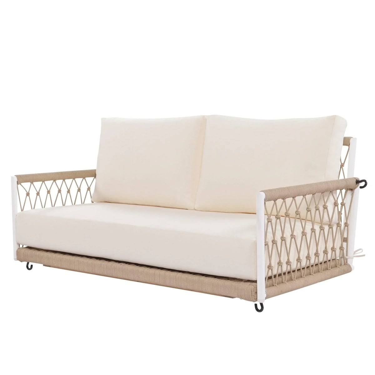 Marin 2-Seat Woven Rope Outdoor Swing Sofa with Cushions