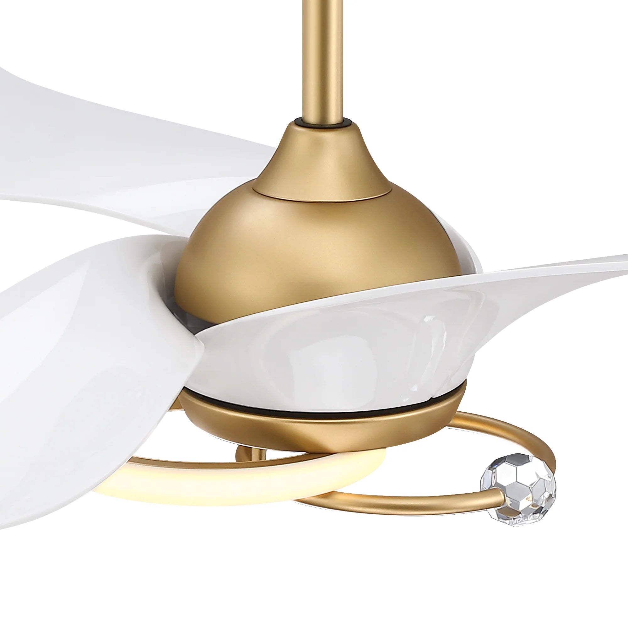 52" Elma Vintage Gold Crystal LED Ceiling Fan