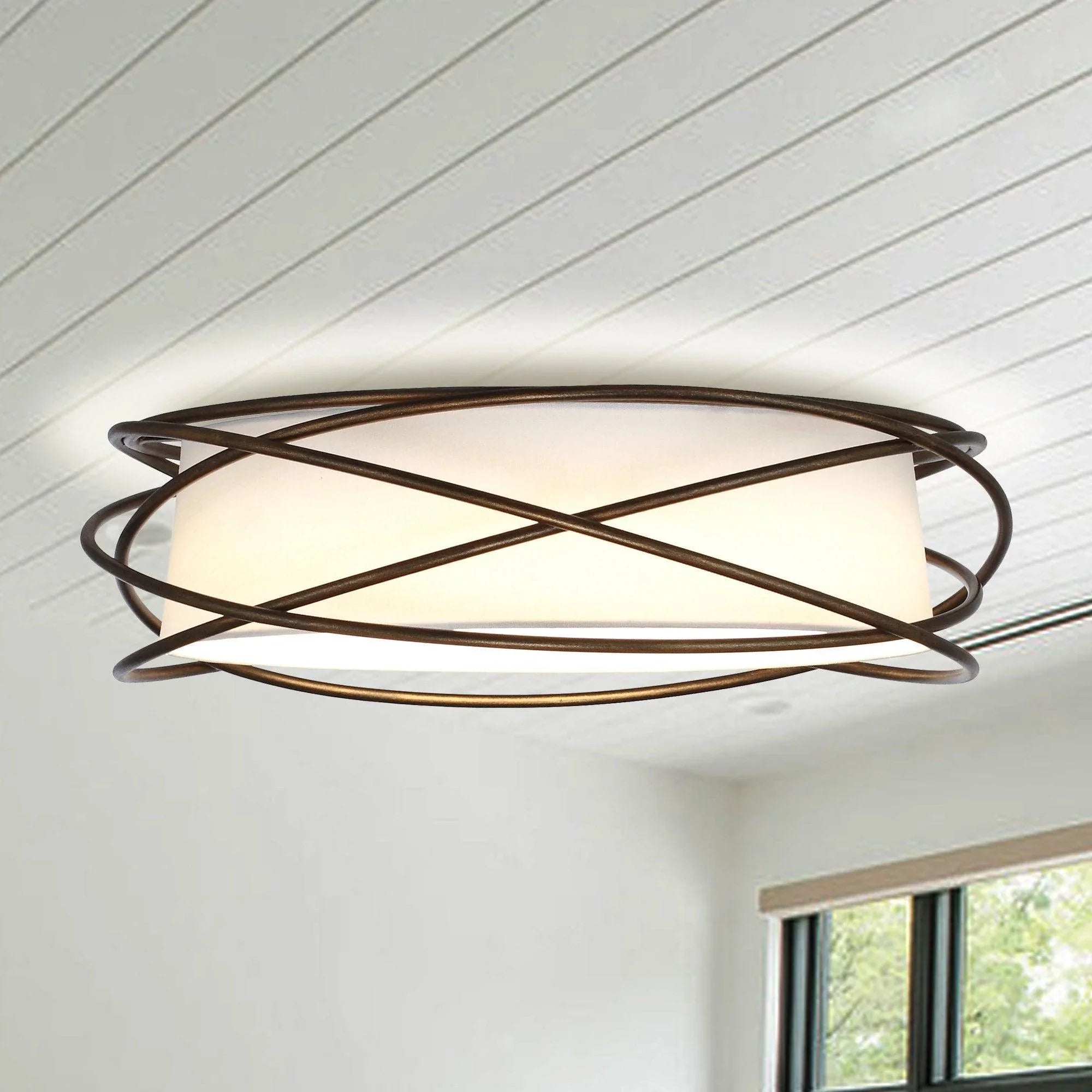 Modern Brown 20 Inch LED Flush Mount Ceiling Light - IPLUS Lighting