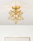 12-In Modern Brass Moravian Star Ceiling Light with Clear Glass
