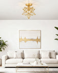 12-In Modern Brass Moravian Star Ceiling Light with Clear Glass