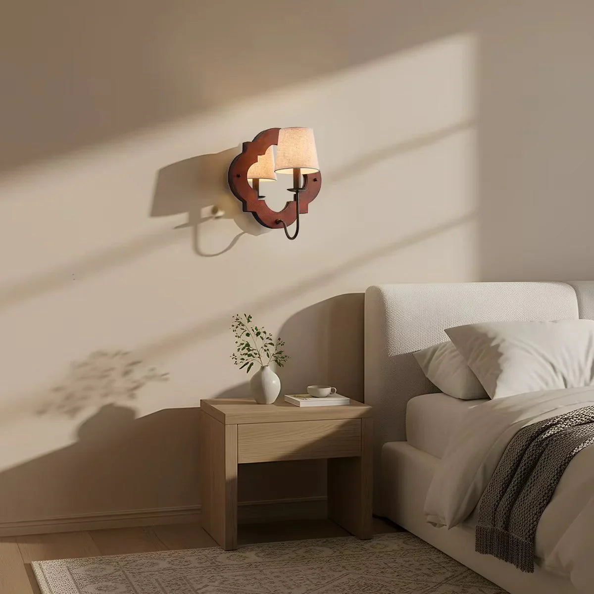 Rustic Iron 1-Light Wood Wall Sconce Light - IPLUS Lighting