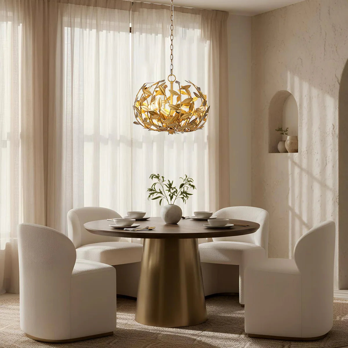20 Inch 6 Light Golden Chandelier for Dining or Living Room - IPLUS Lighting