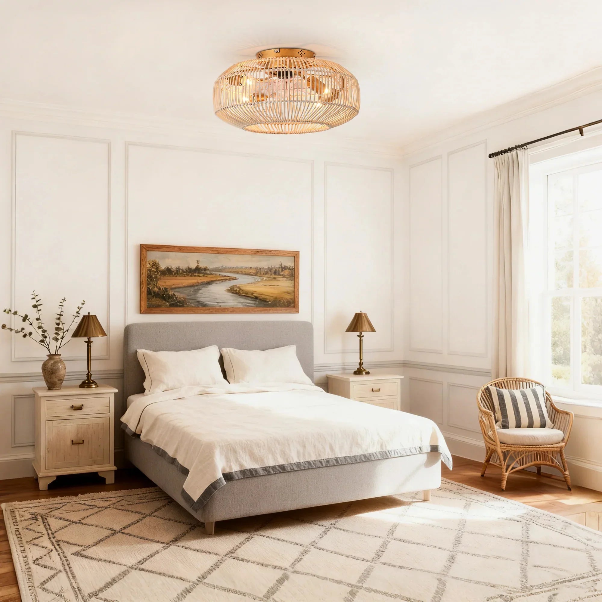 20-Inch Mandy Vintage Gold Ceiling Fan Light with Remote - IPLUS Lighting