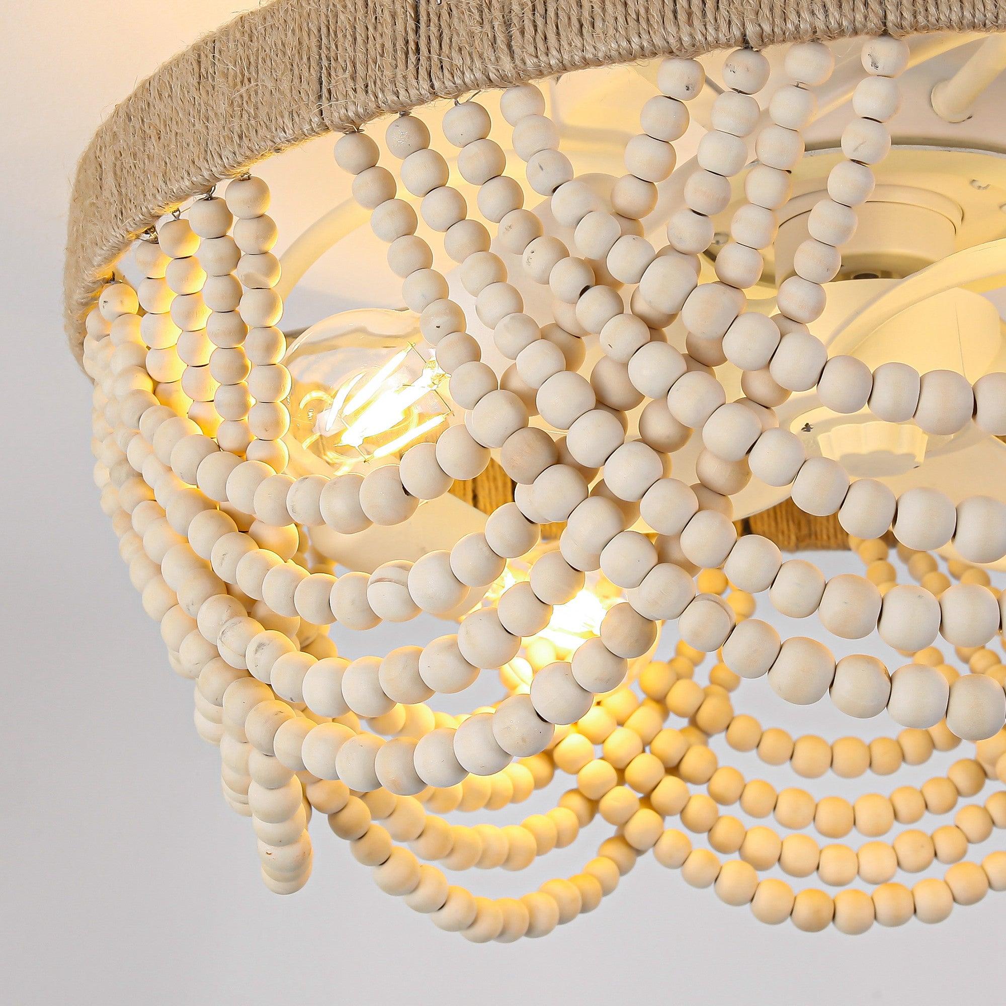 20" Farmhouse Handmade Wooden Beads Smart Ceiling Fan