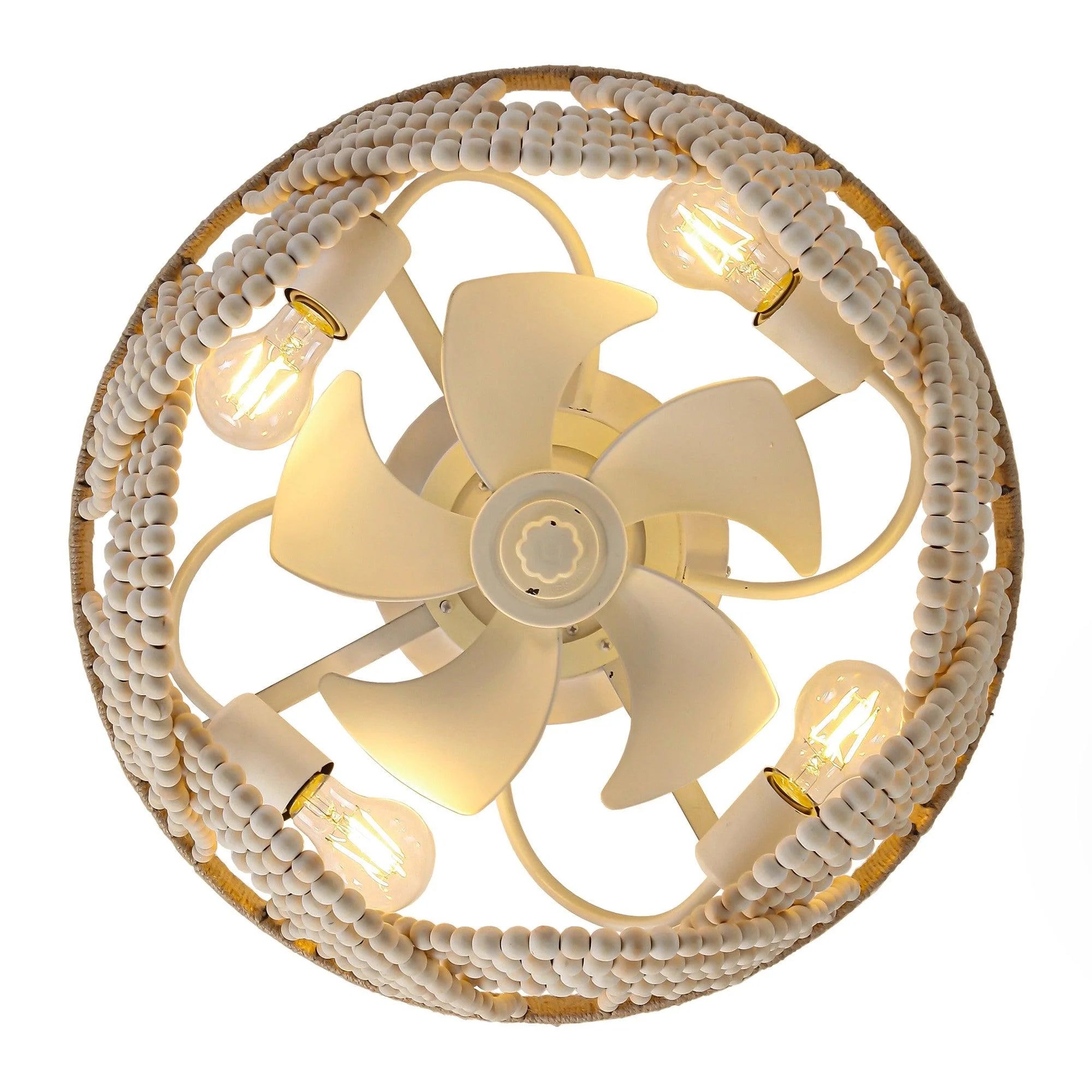 20" Farmhouse Handmade Wooden Beads Smart Ceiling Fan