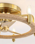 20" Golden Rattan Flush Mount Ceiling Fan - IPLUS Lighting