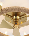 20" Golden Rattan Flush Mount Ceiling Fan - IPLUS Lighting