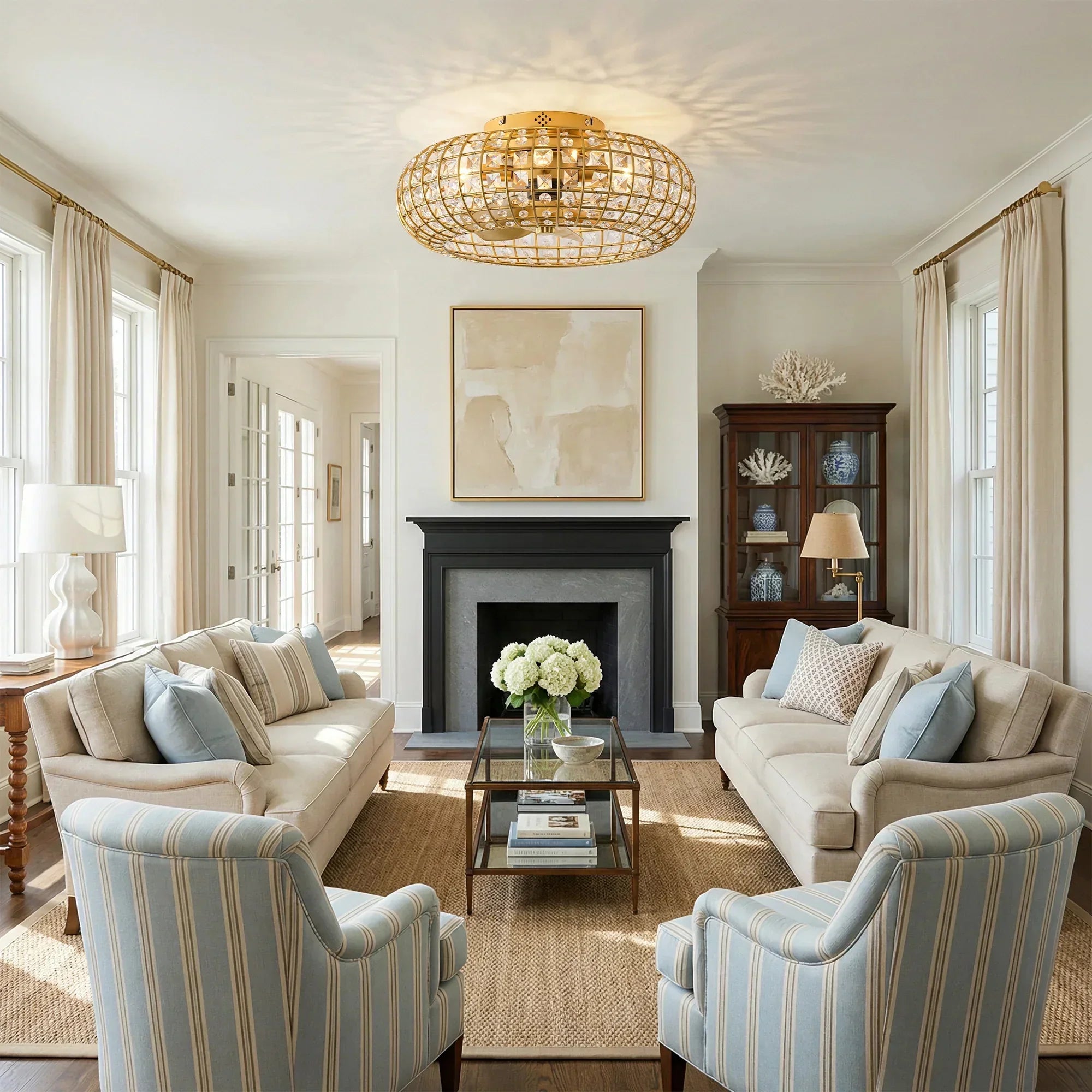 20" Lance Golden Crystal Ceiling Fan