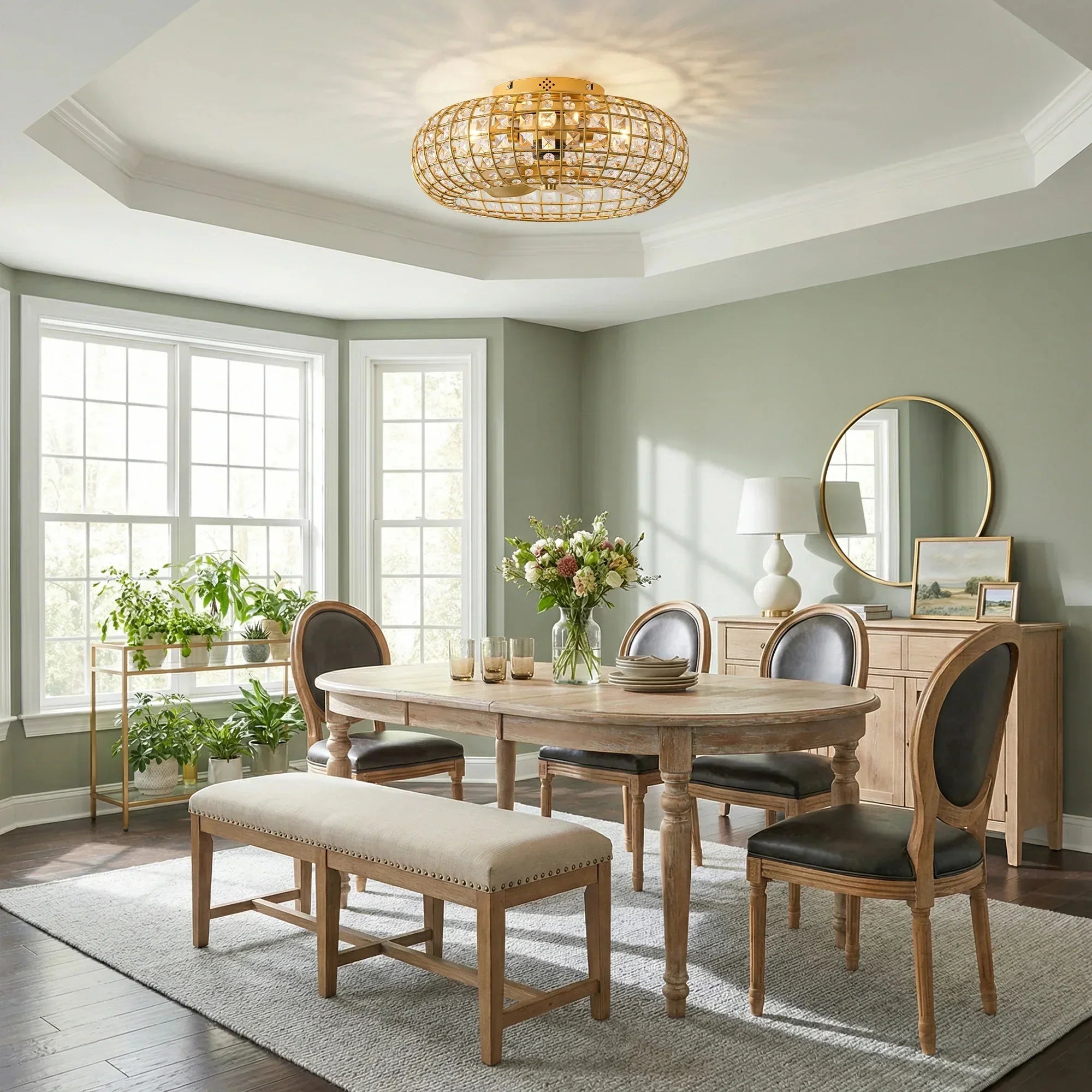 20" Lance Golden Crystal Ceiling Fan