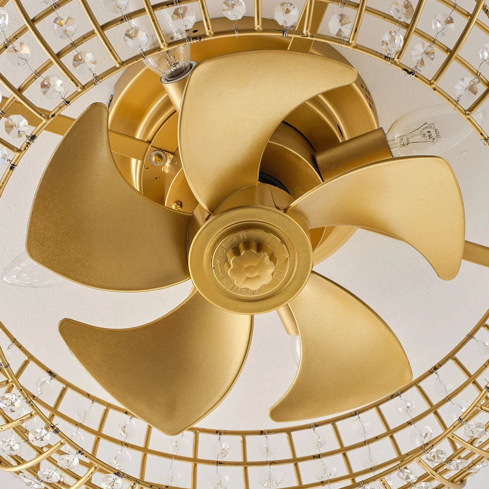 20" Lance Golden Crystal Ceiling Fan