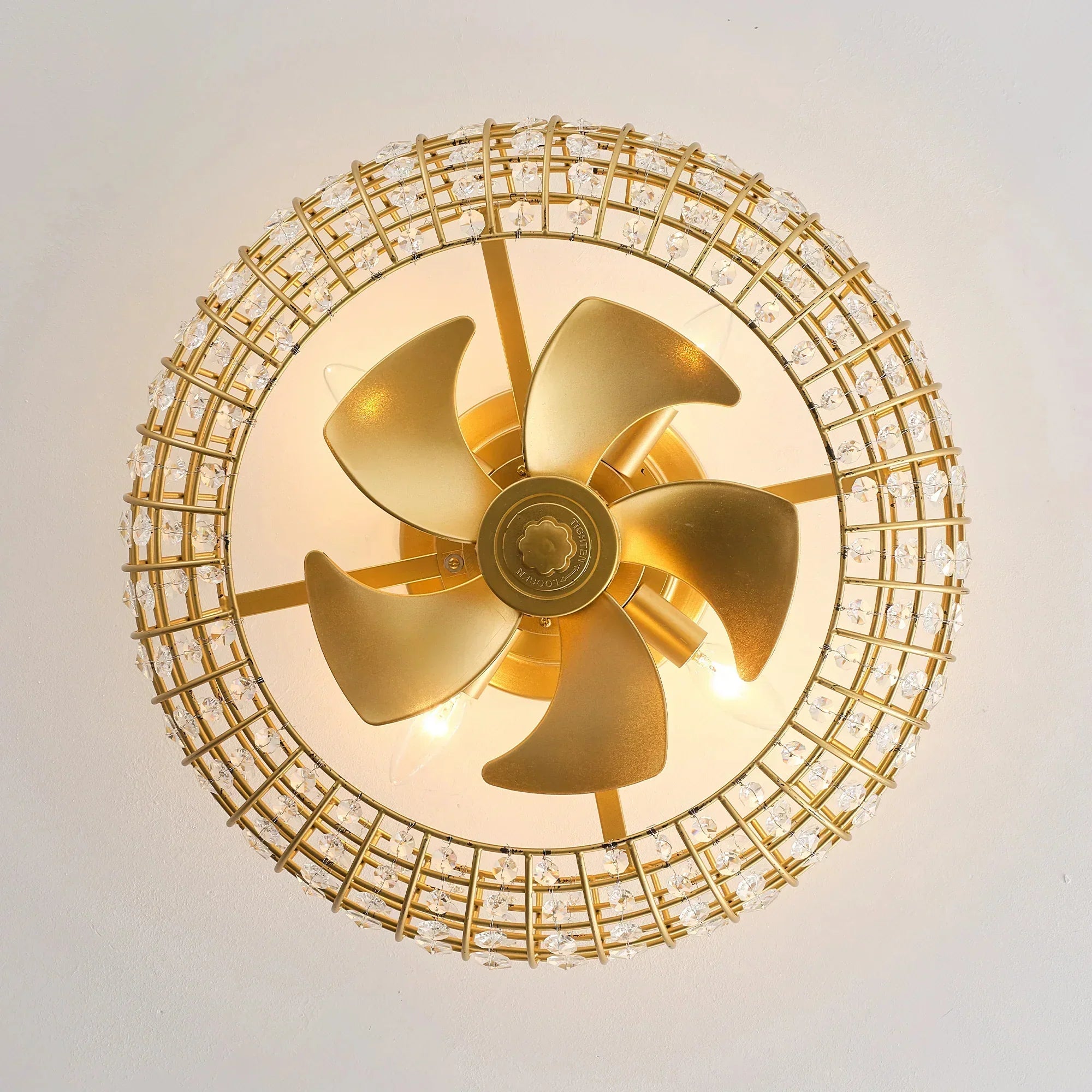20" Lance Golden Crystal Ceiling Fan