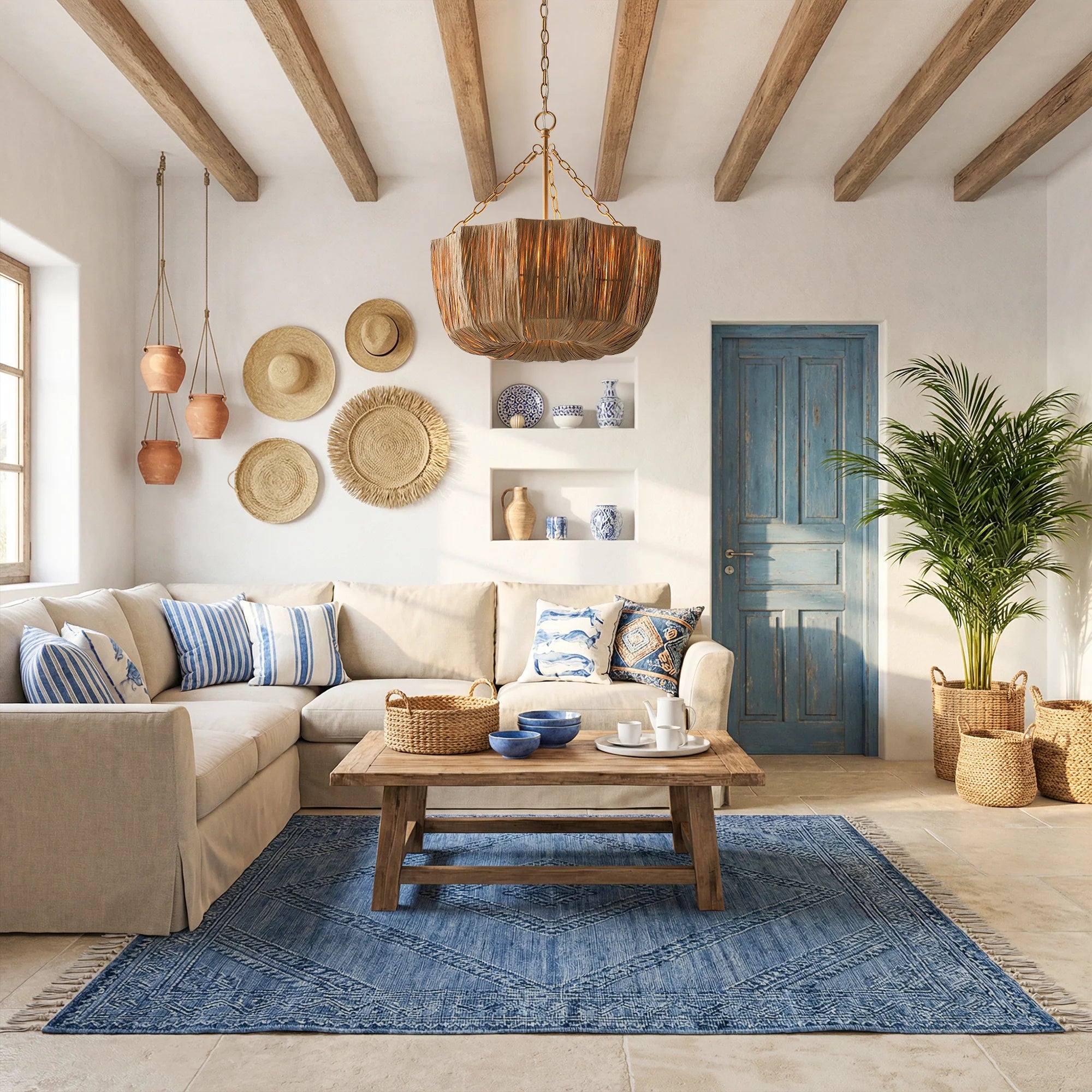 20" Primo Raffia Island Pendant Light