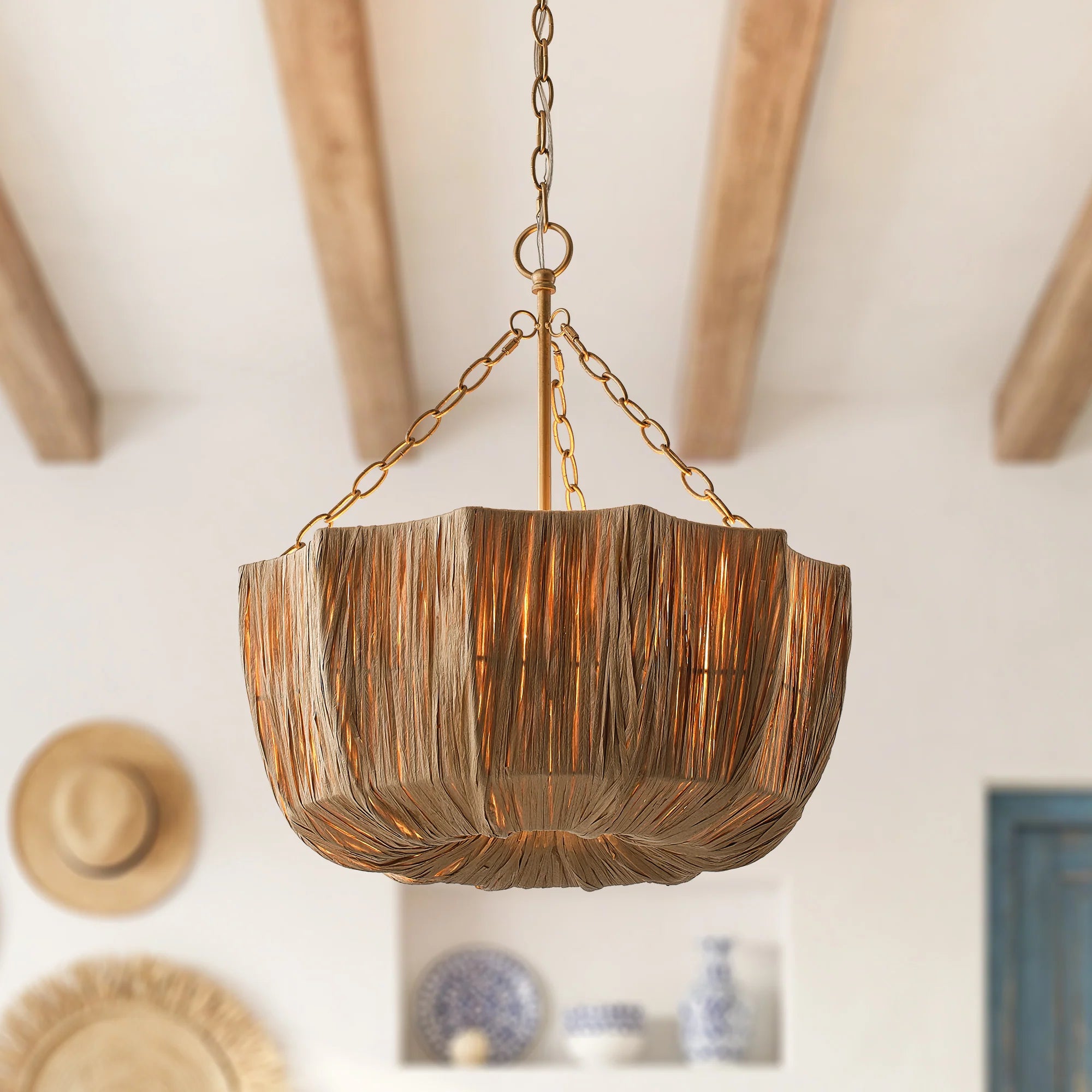 20" Primo Raffia Island Pendant Light