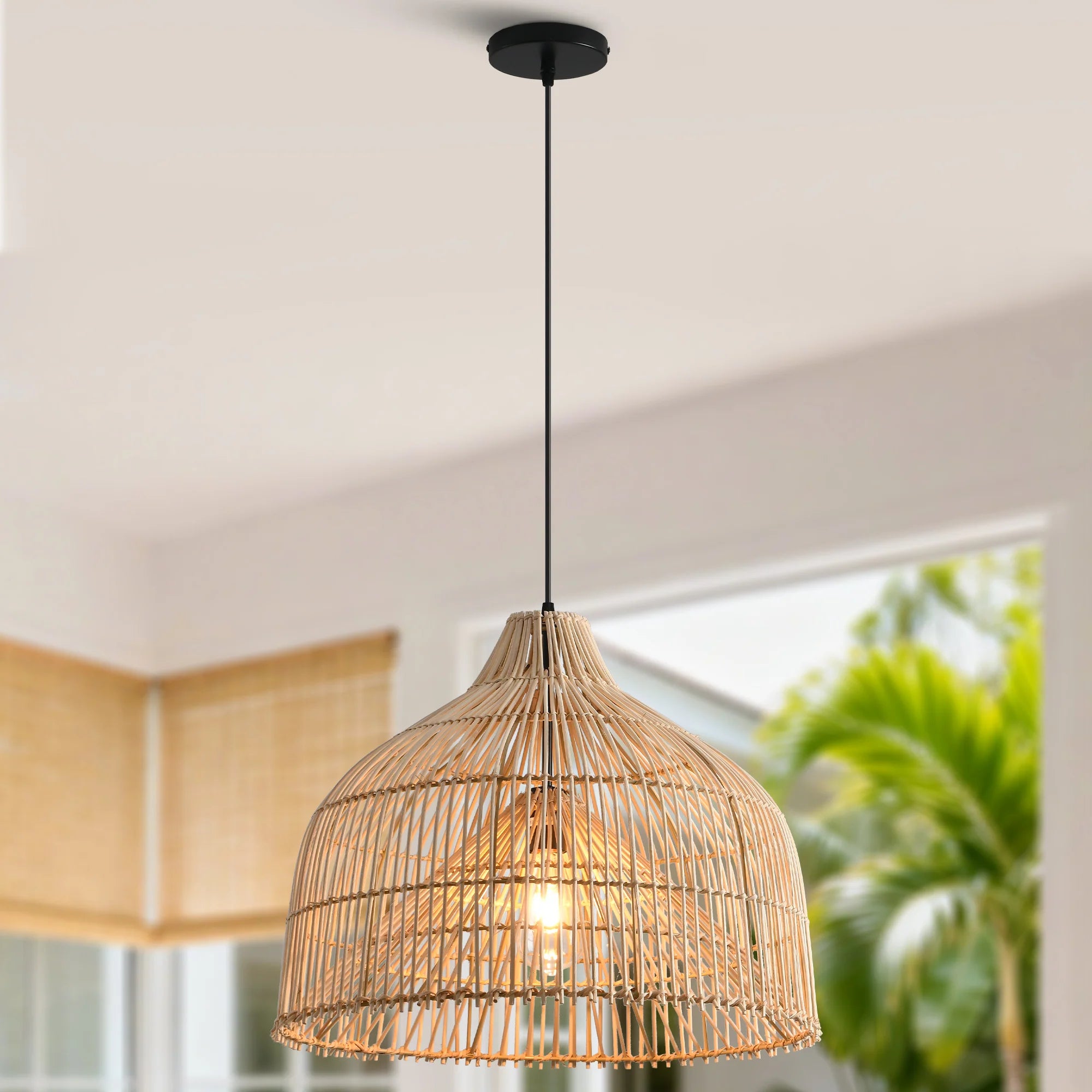 20" Ulysses Bohemian Rattan Pendant Light
