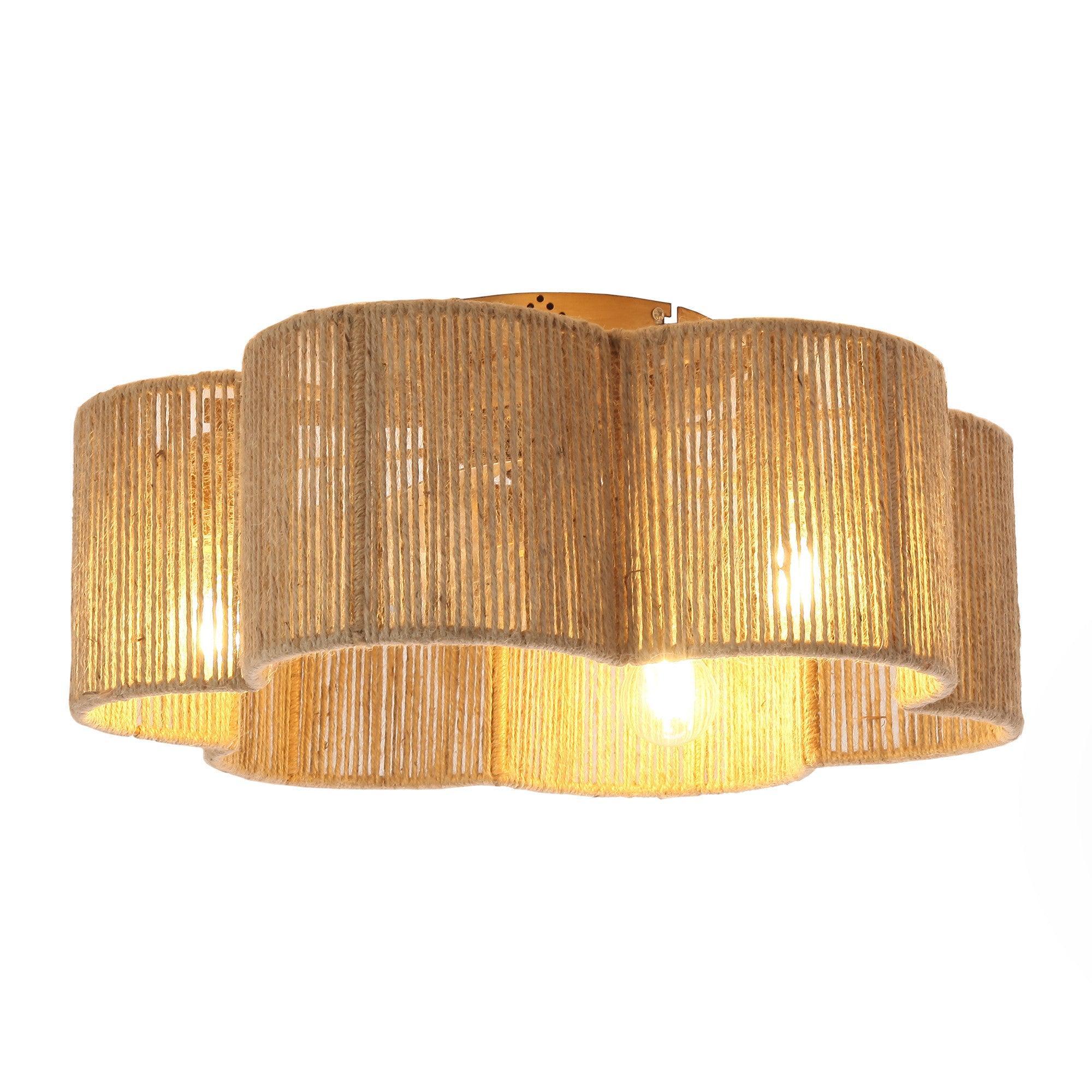 21 Inch Rattan Farmhouse Golden Flower Shape Ceiling Fan - IPLUS Lighting