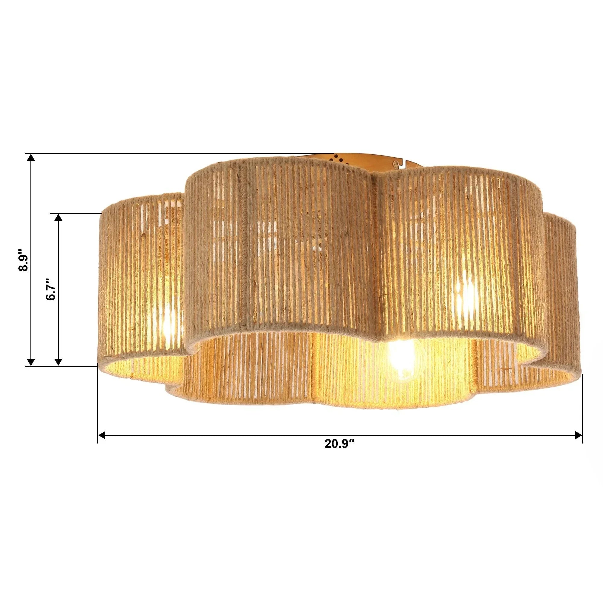 21 Inch Rattan Farmhouse Golden Flower Shape Ceiling Fan - IPLUS Lighting