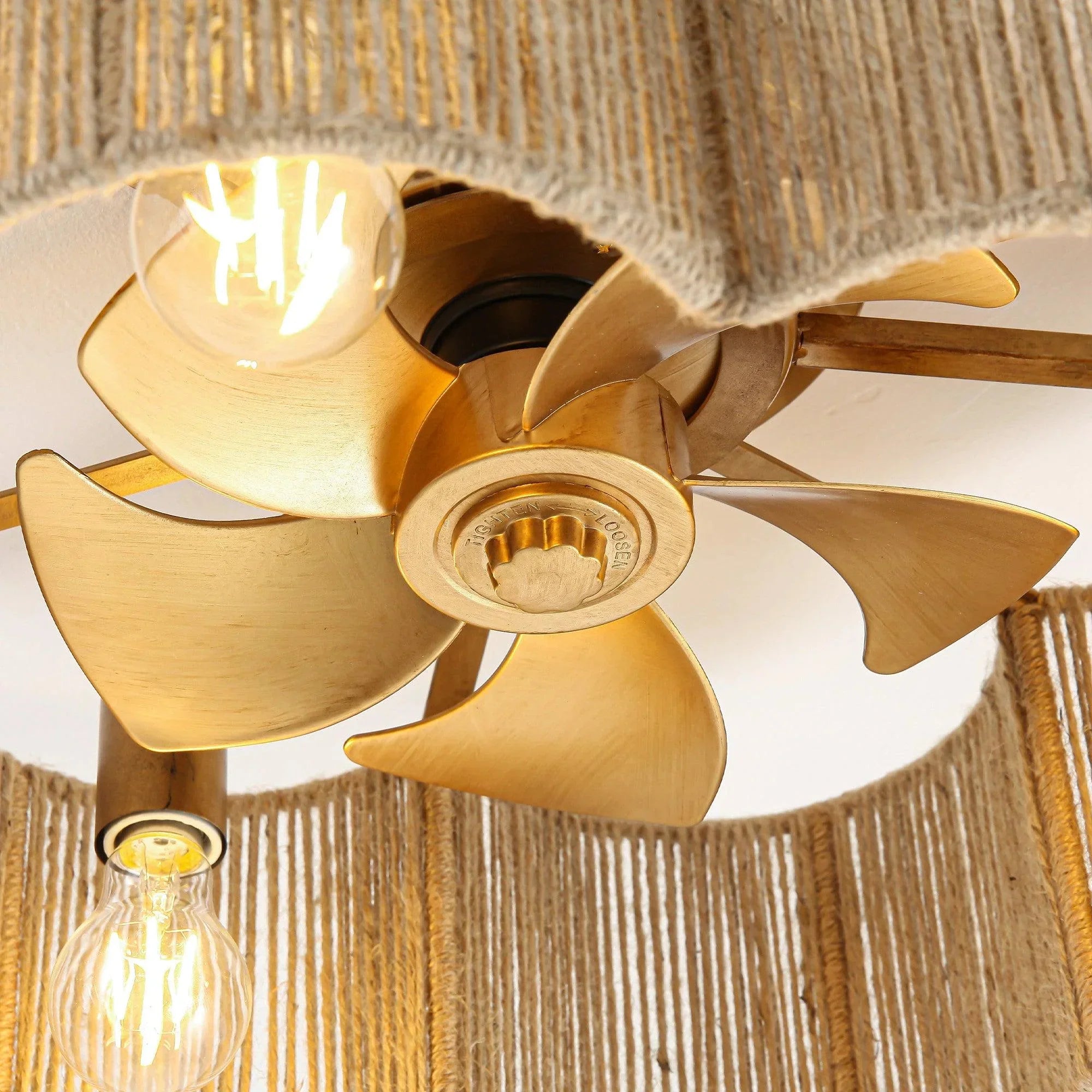 21 Inch Rattan Farmhouse Golden Flower Shape Ceiling Fan - IPLUS Lighting