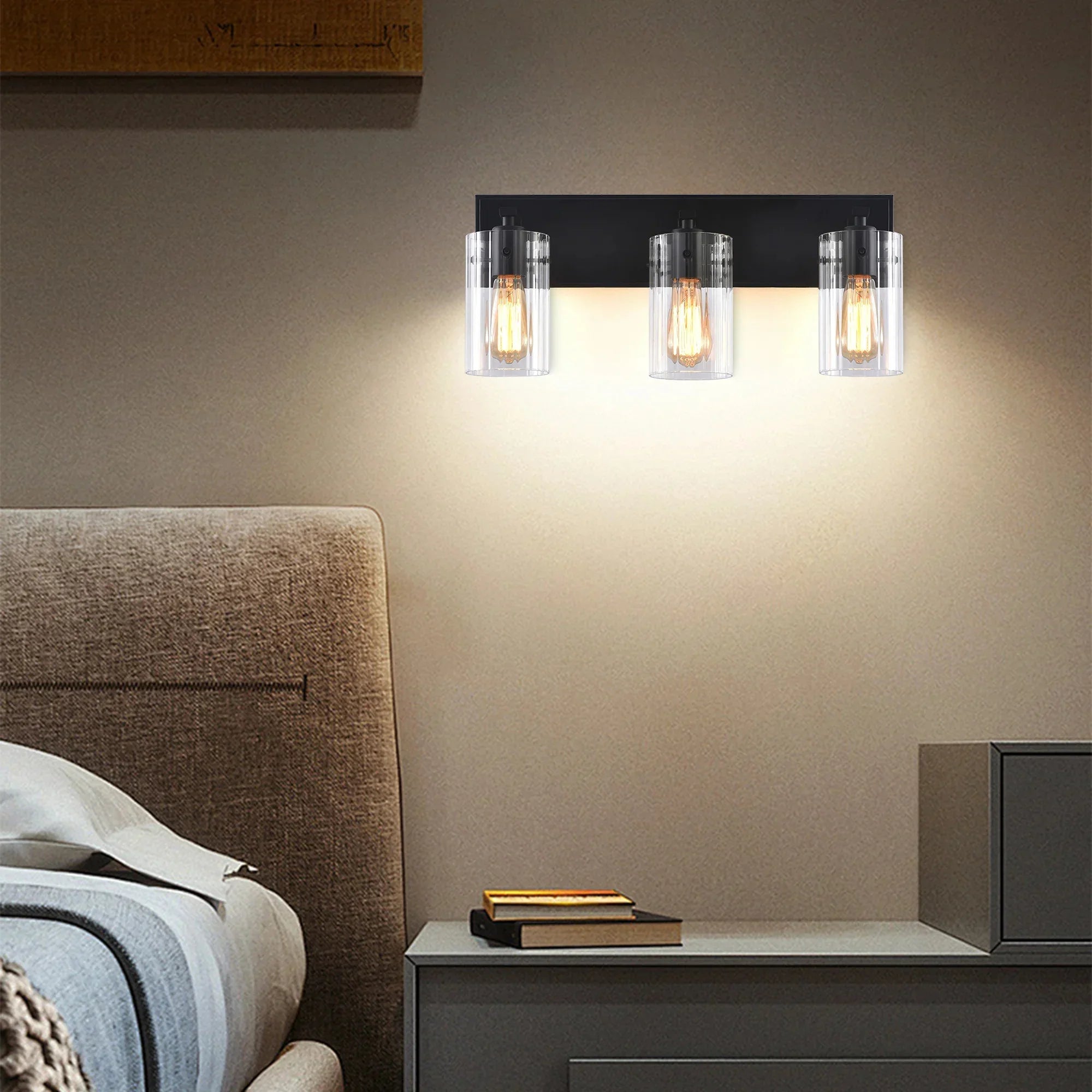 21" Lilith Black 3-Light Mirror Vanity Light - IPLUS Lighting