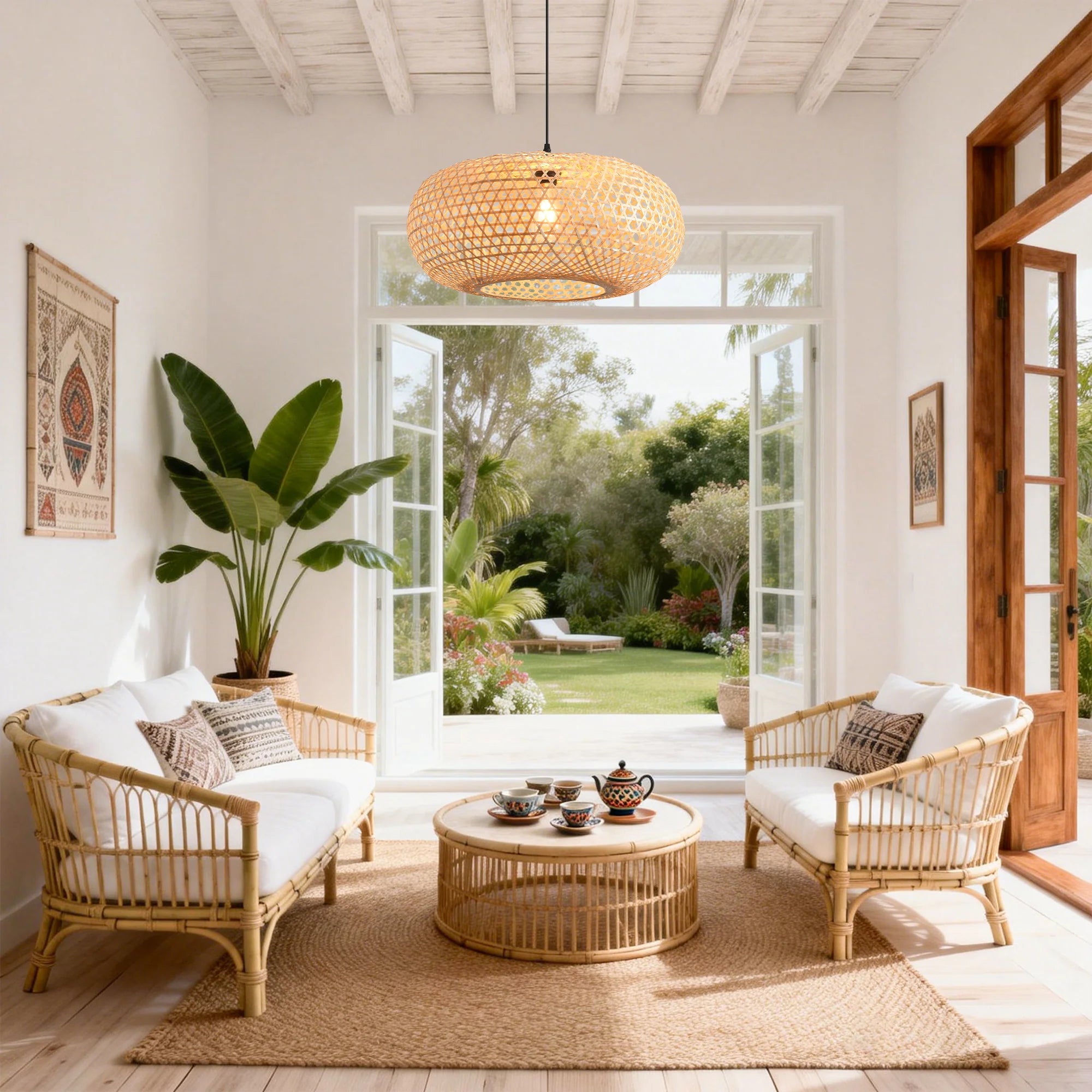 22" Vincent Bohemian Bamboo Pendant Light