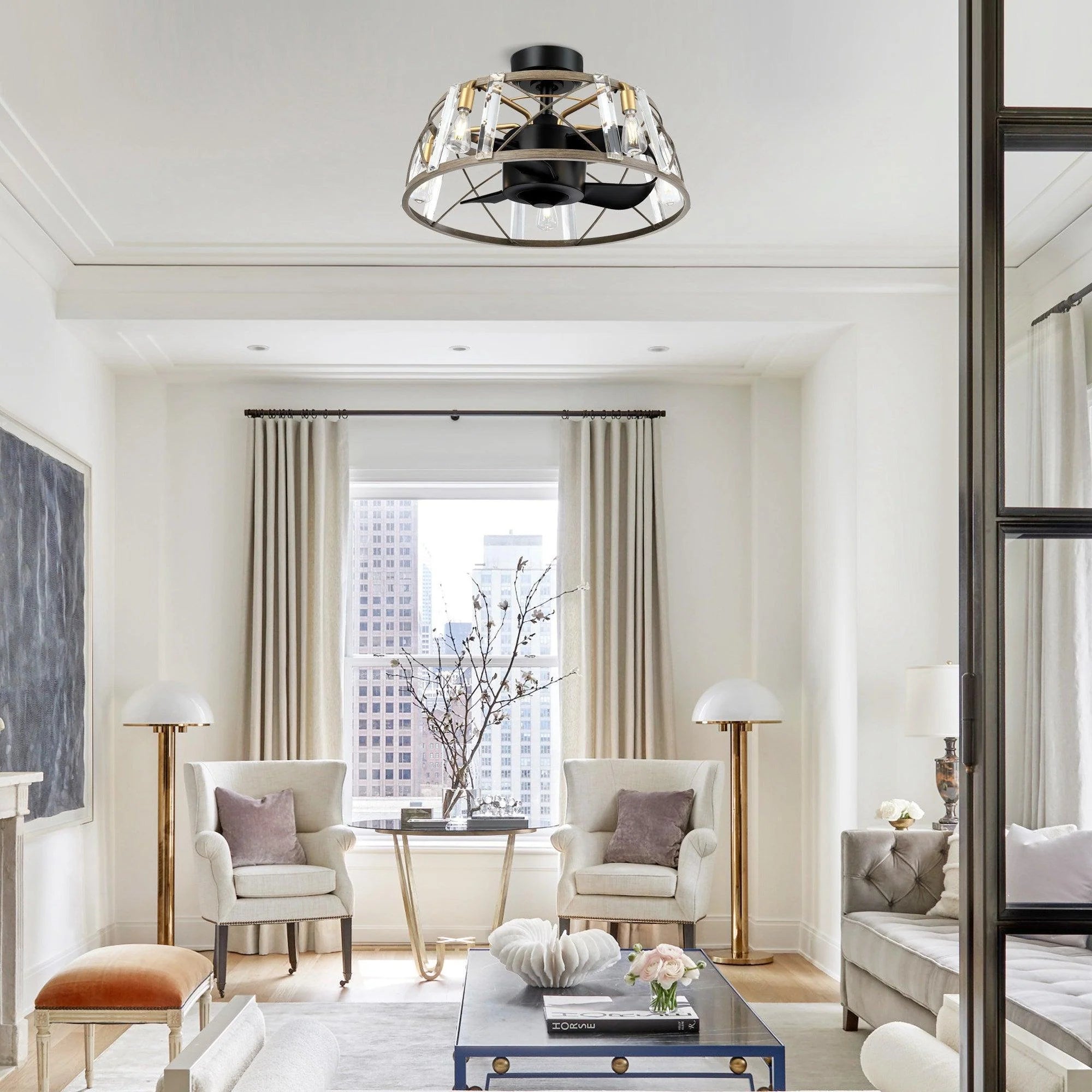 23" Modern Satin Nickel DC Motor Reversible Fandelier