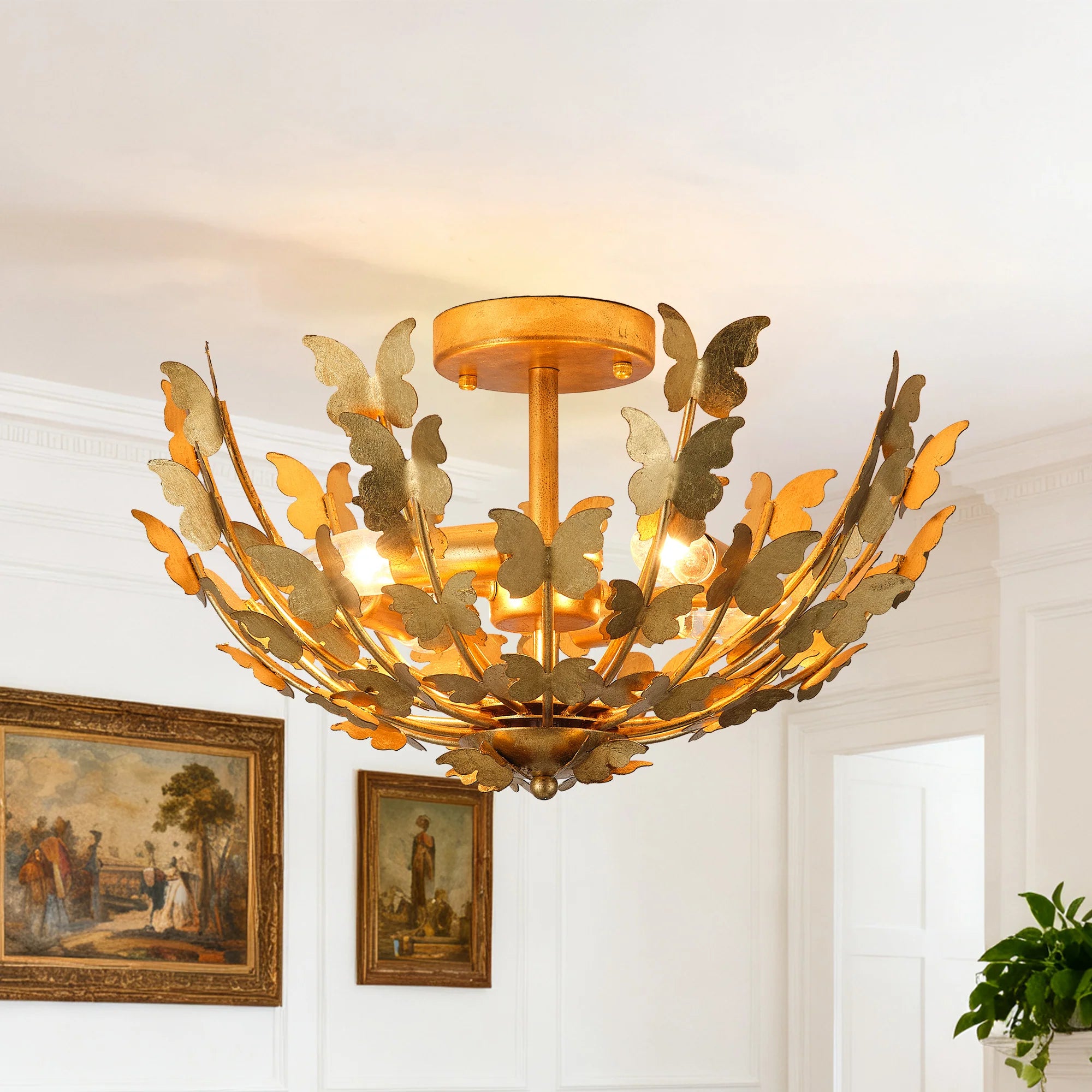 18 Inch 4 Light Betsy Semi Flush Mount Ceiling Light for Bedroom or Hallway