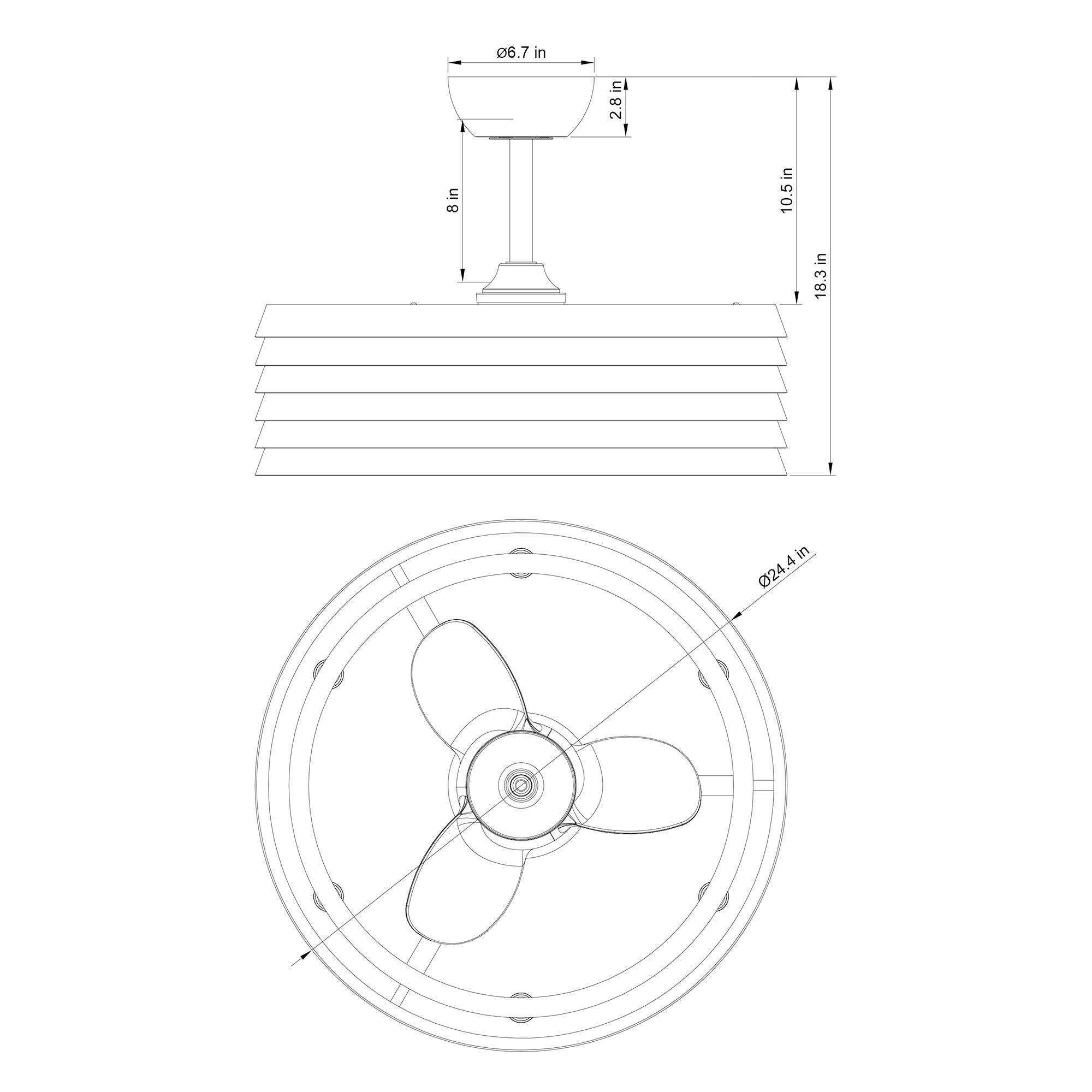 24" Kolkata Industrial Downrod Mount Reversible Ceiling Fan with Lighting and Remote Control - IPLUS