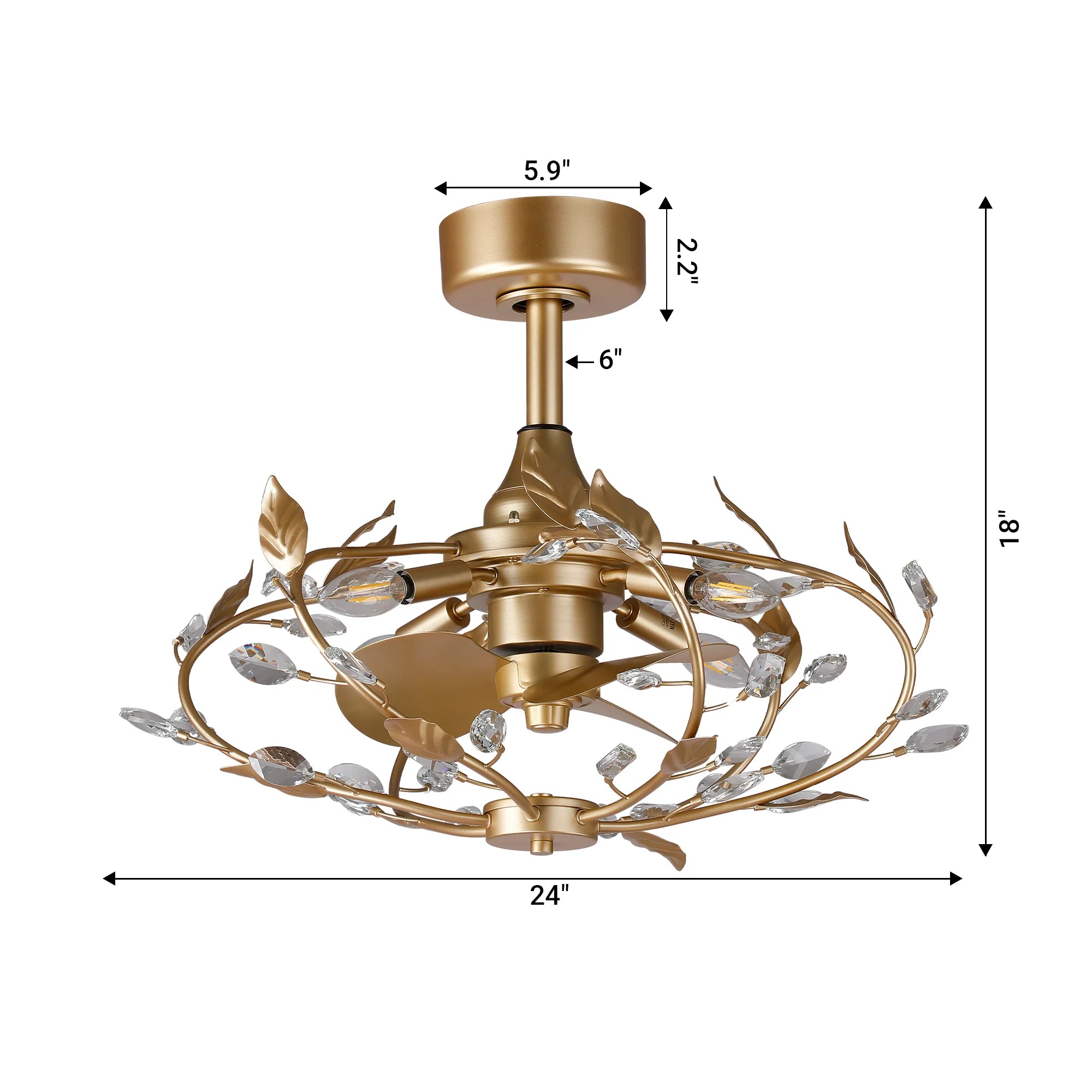 24 Inch Alexia Golden Crystal Ornament Fandelier