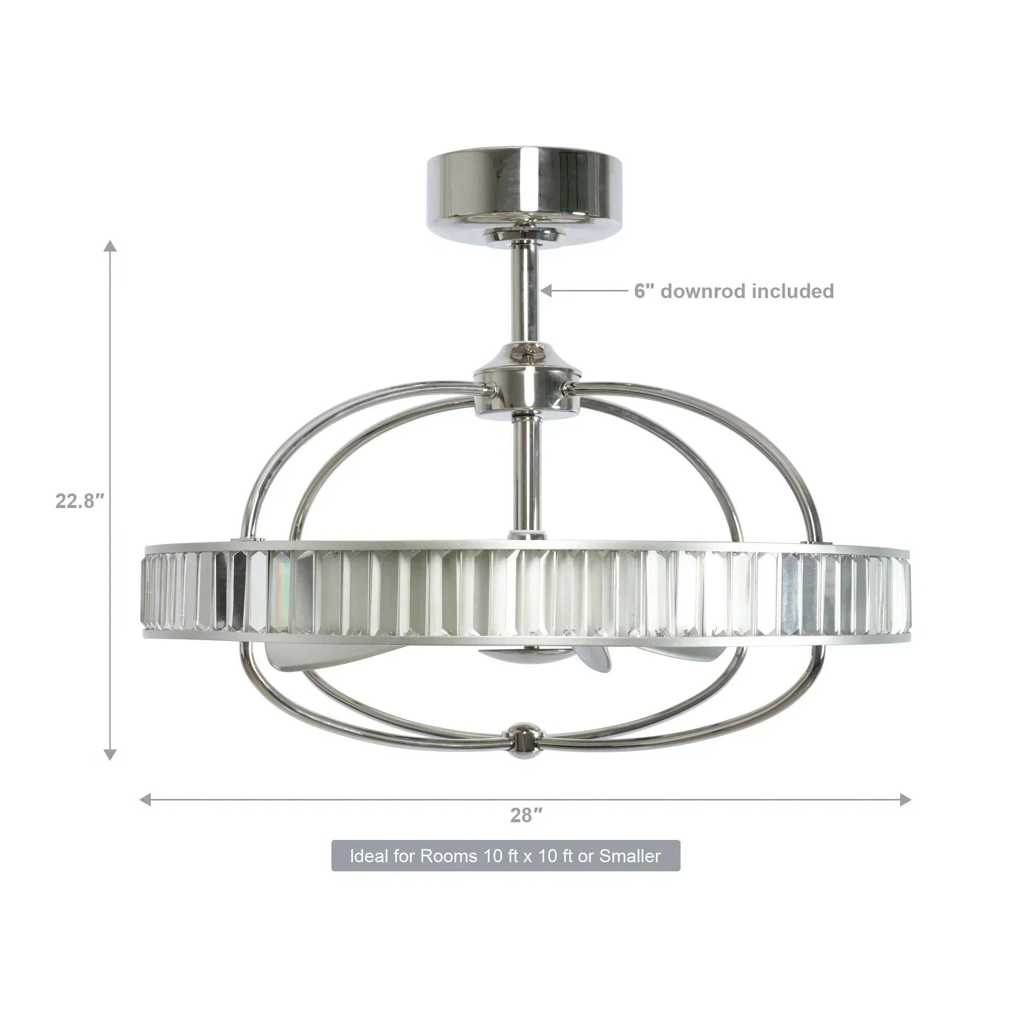 27" Crystiron Crystal Ceiling Fan