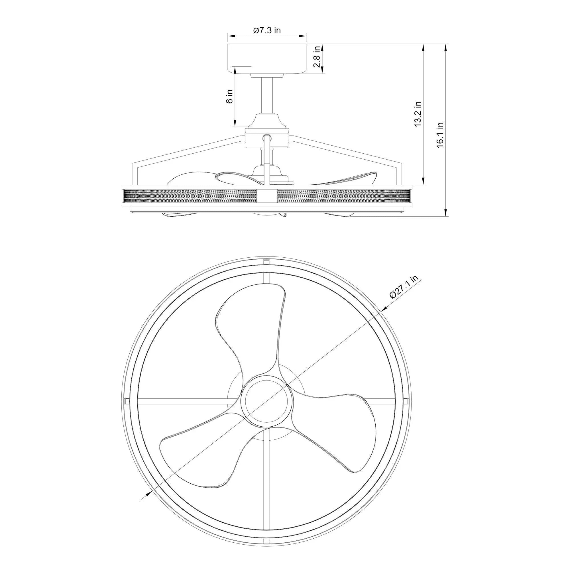 27" Jarpur Industrial Ceiling Fan with light
