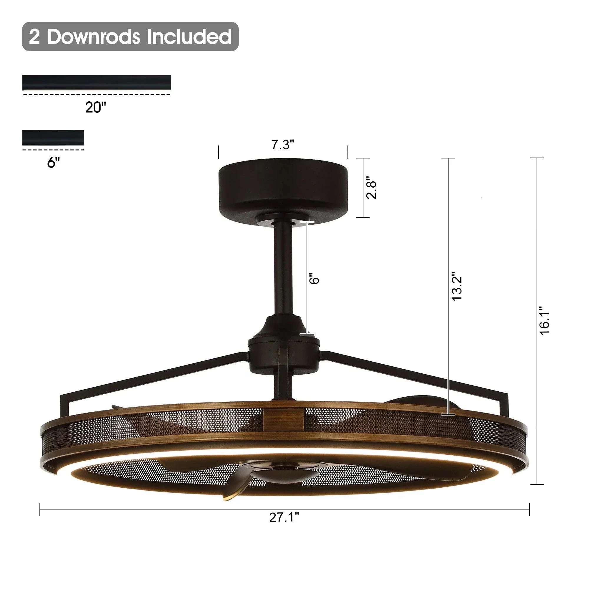 27" Jarpur Industrial Ceiling Fan with light