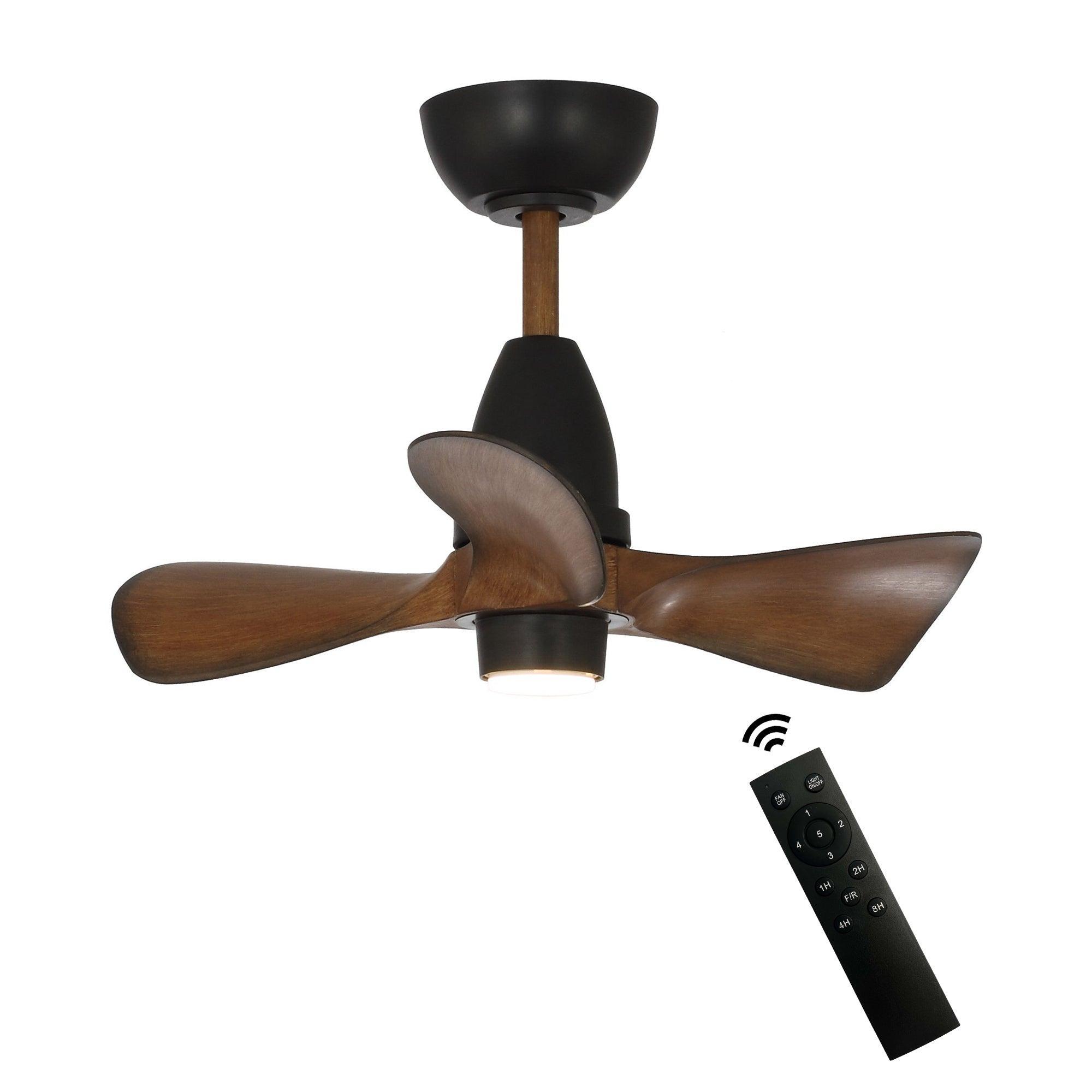 28" Kwang Rustic DC Motor Downrod Mount Reversible Ceiling Fan with LED Lighting and Remote Control - IPLUS