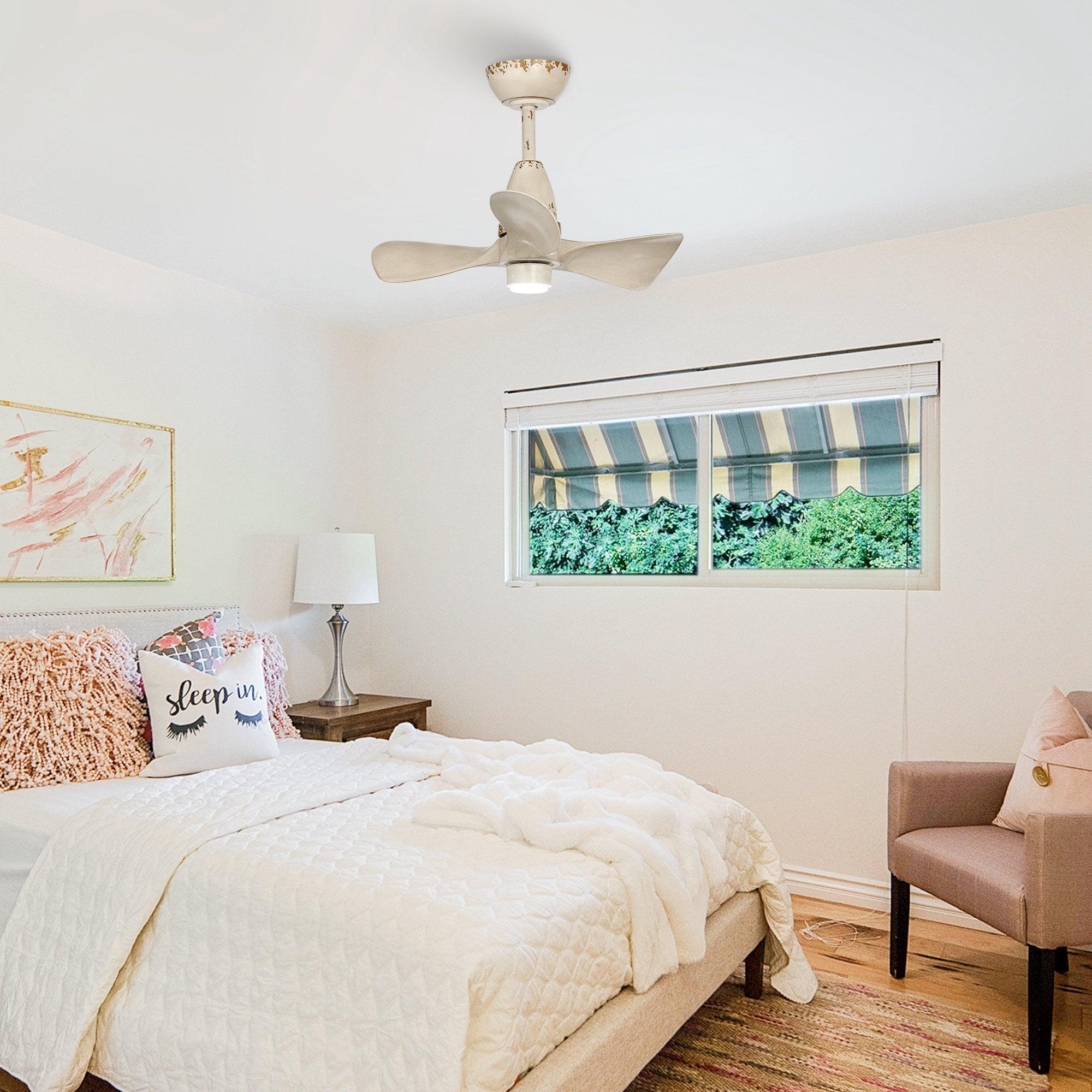 28" Kwang Rustic DC Motor Downrod Mount Reversible Ceiling Fan with LED Lighting and Remote Control - IPLUS