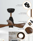 28" Kwang Rustic DC Motor Downrod Mount Reversible Ceiling Fan with LED Lighting and Remote Control - IPLUS
