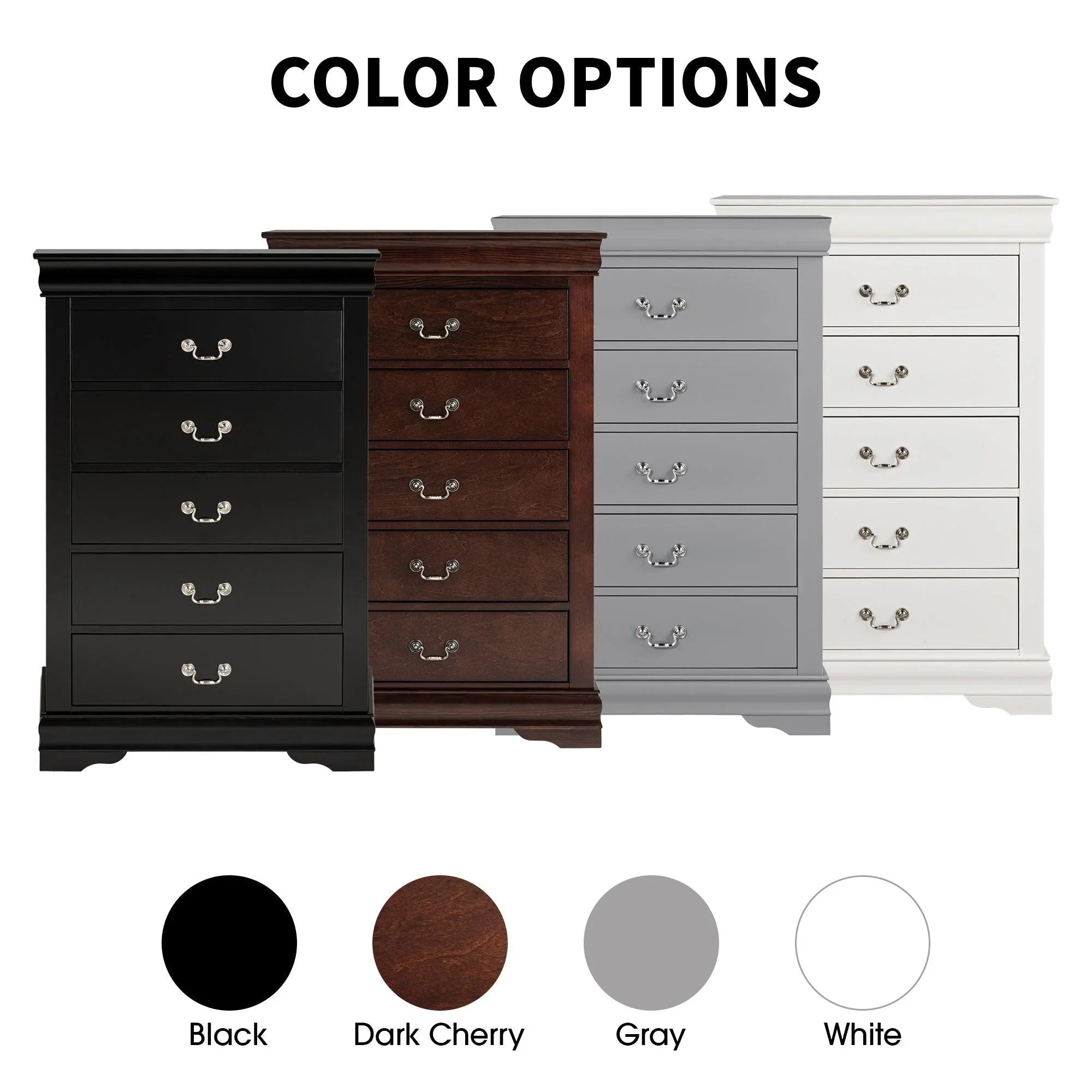Transitional 5-Drawer Dresser Chest with Classic Bracket Feet