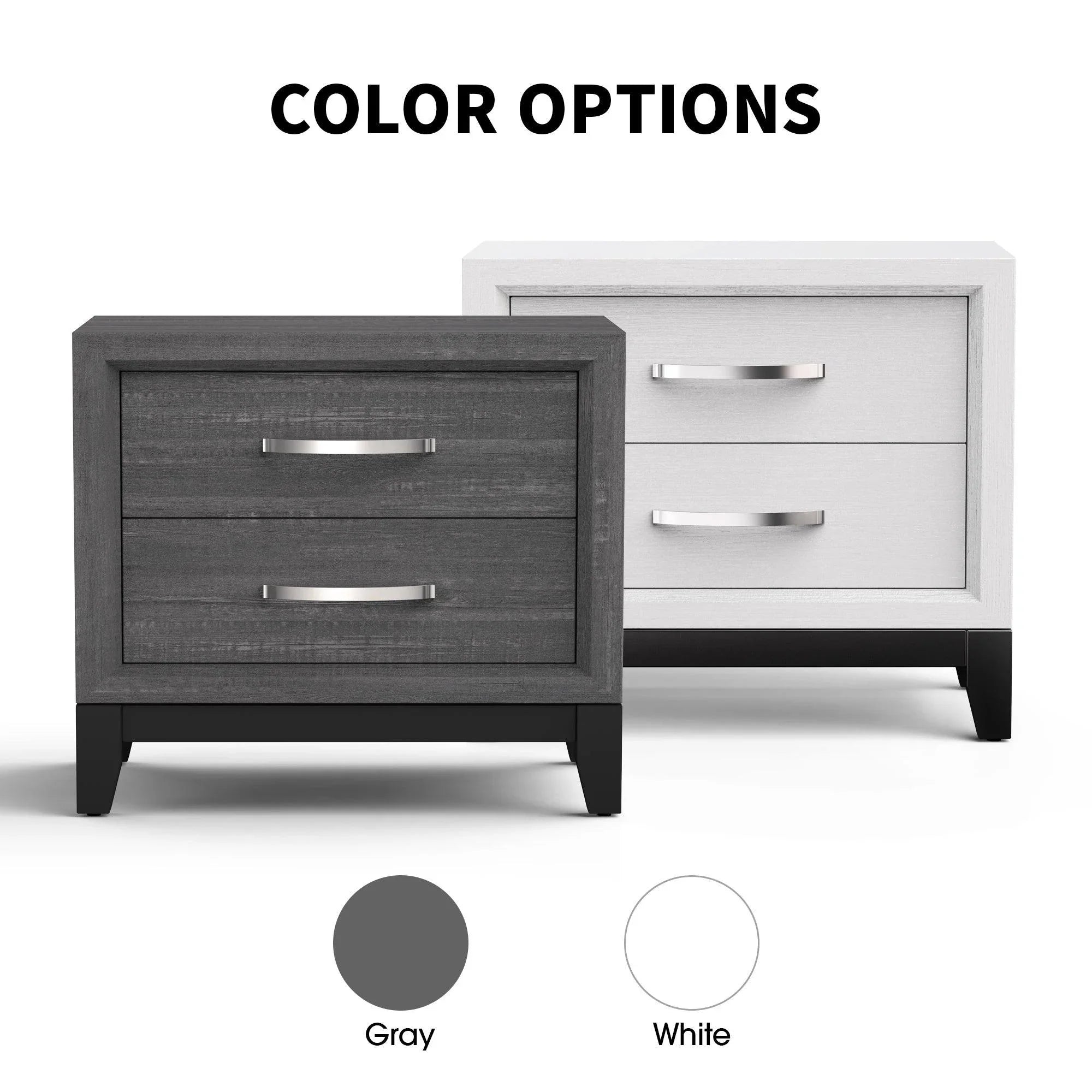 Lucien Contemporary Wood Nightstand with Spacious Drawers