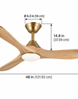 48" Avelor Modern LED Ceiling Fan with Solid Wood Blades