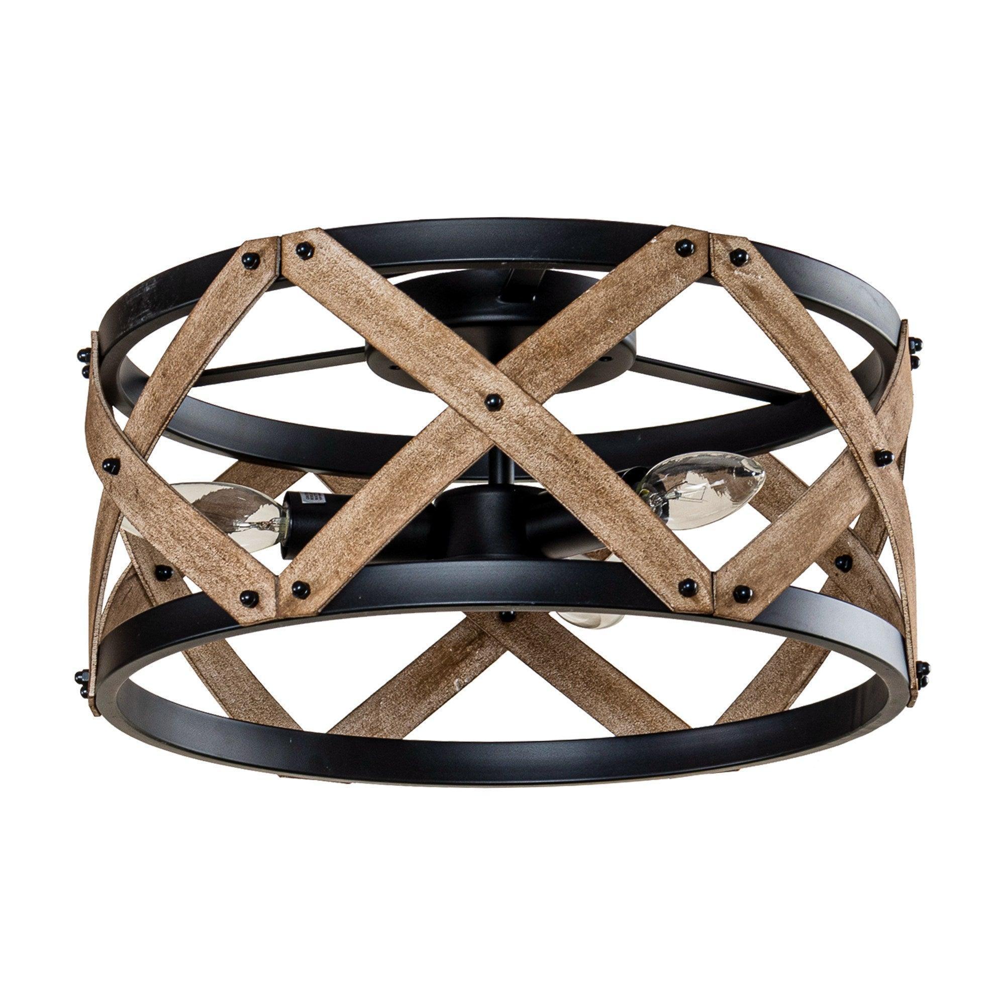 Drum Industrial 3-Light Flush Mount Ceiling Light - IPLUS Lighting