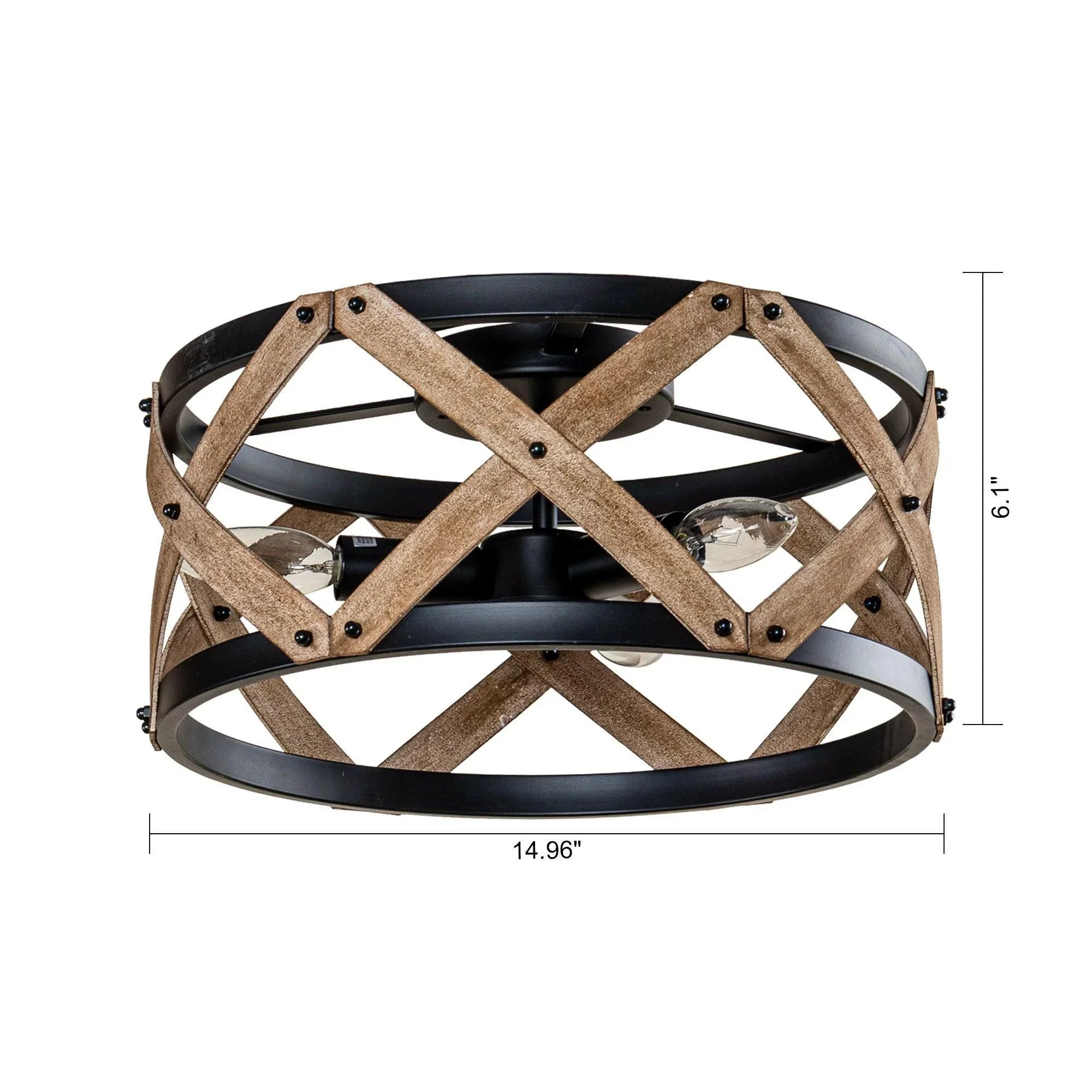 Drum Industrial 3-Light Flush Mount Ceiling Light - IPLUS Lighting