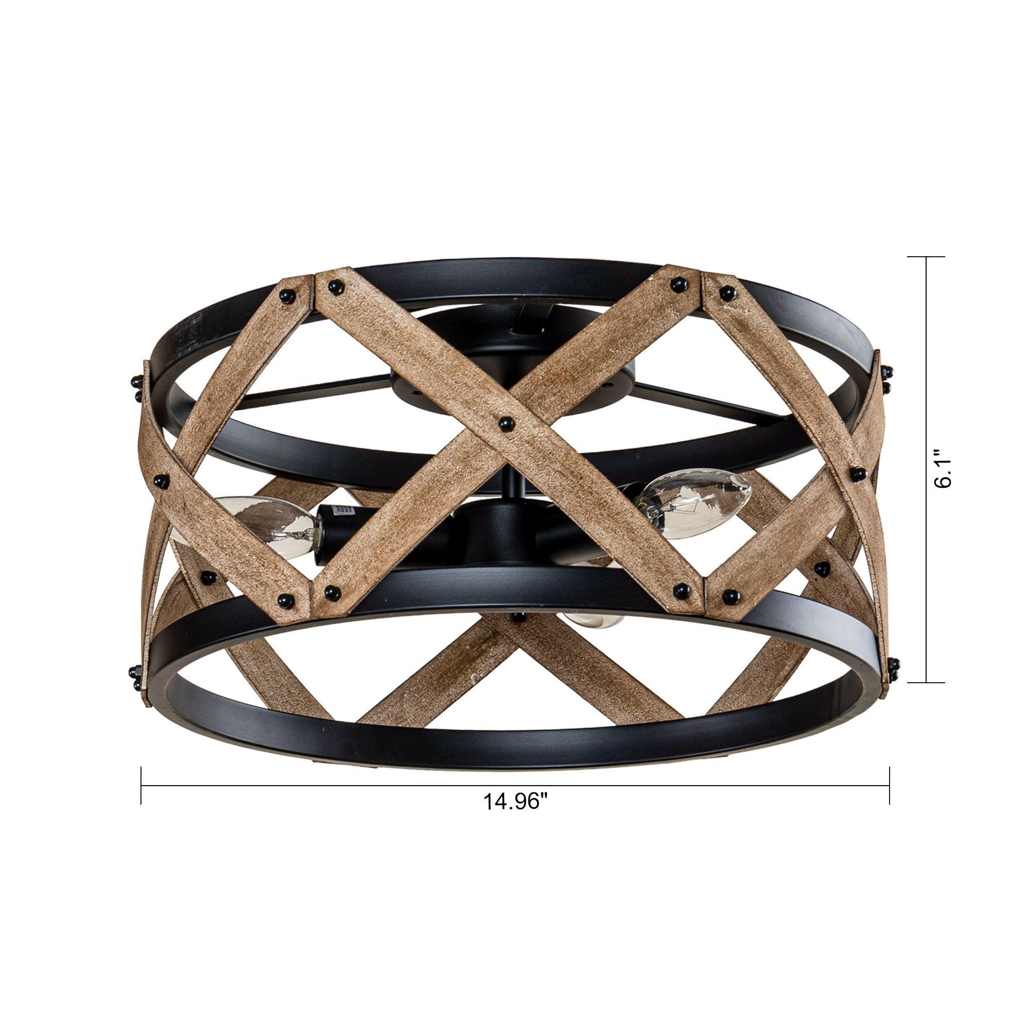 3-Light Industrial Drum Flush Mount Ceiling Light - ParrotUncle
