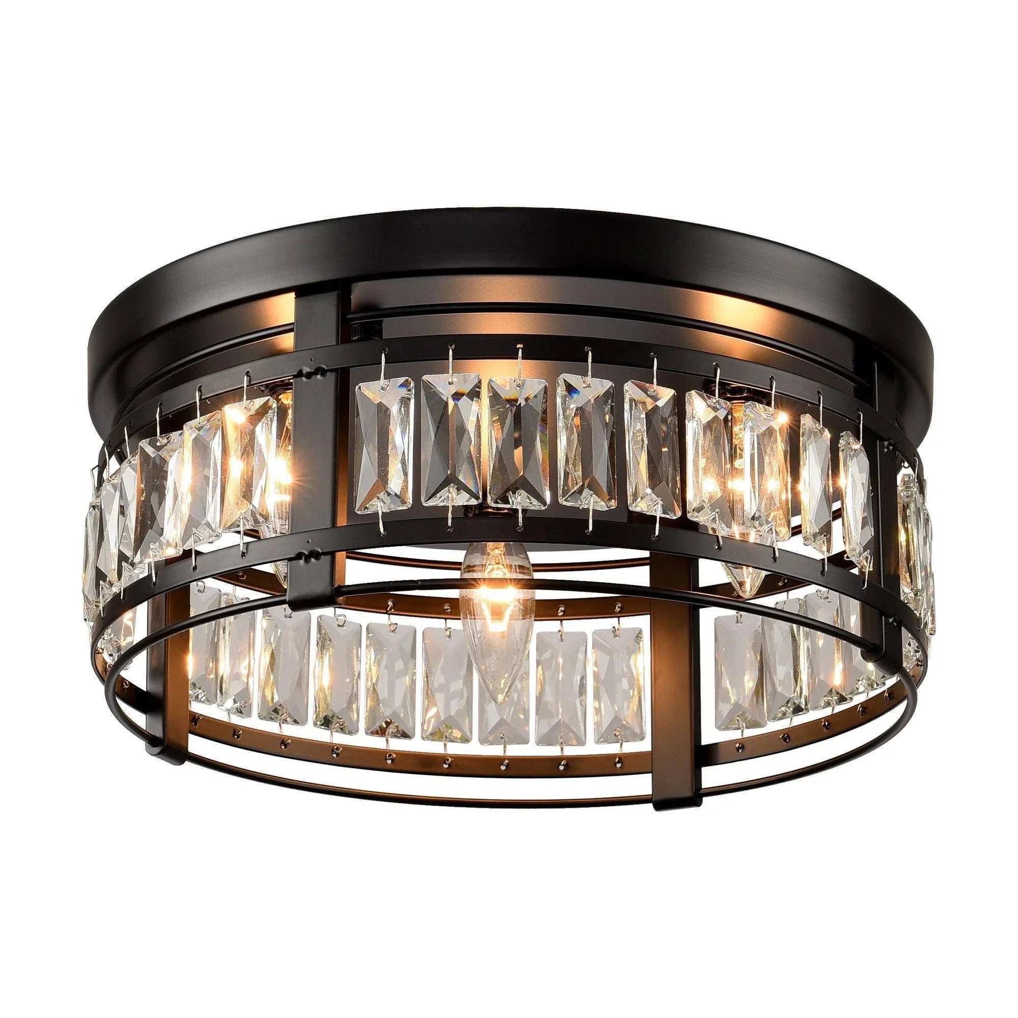 Modern Crystal 3 Light Flush Mount Ceiling Light - IPLUS Lighting