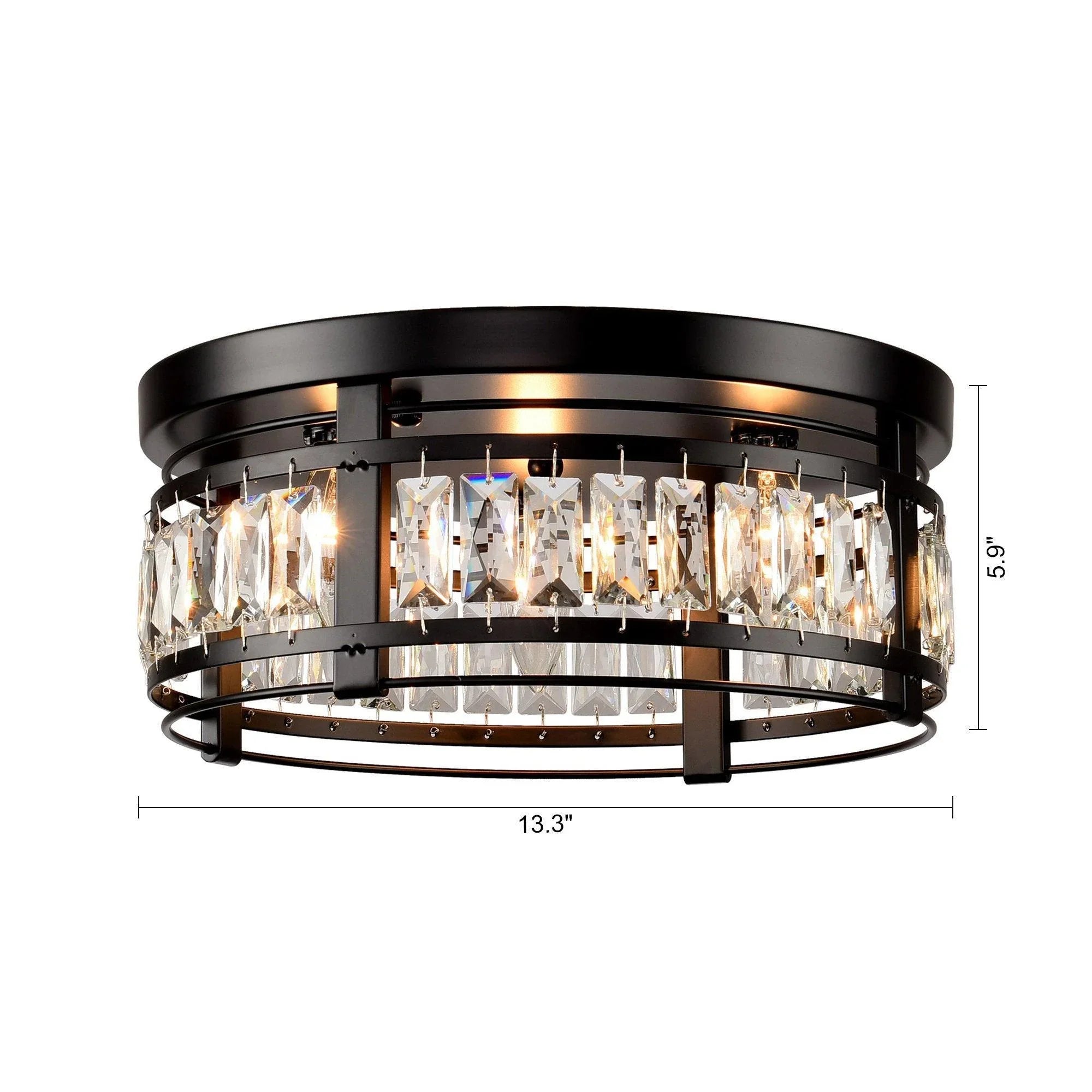 Modern Crystal 3 Light Flush Mount Ceiling Light - IPLUS Lighting