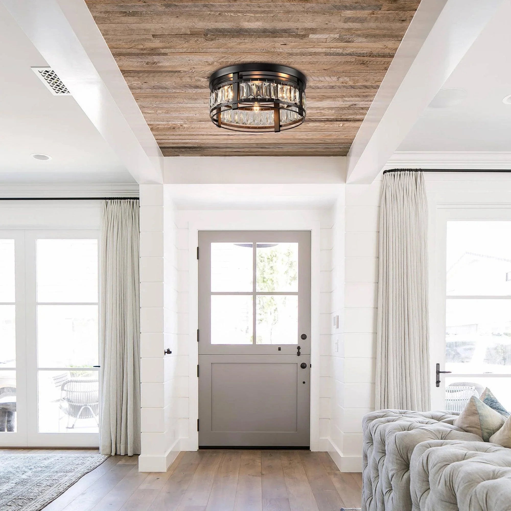 Modern Crystal 3 Light Flush Mount Ceiling Light - IPLUS Lighting