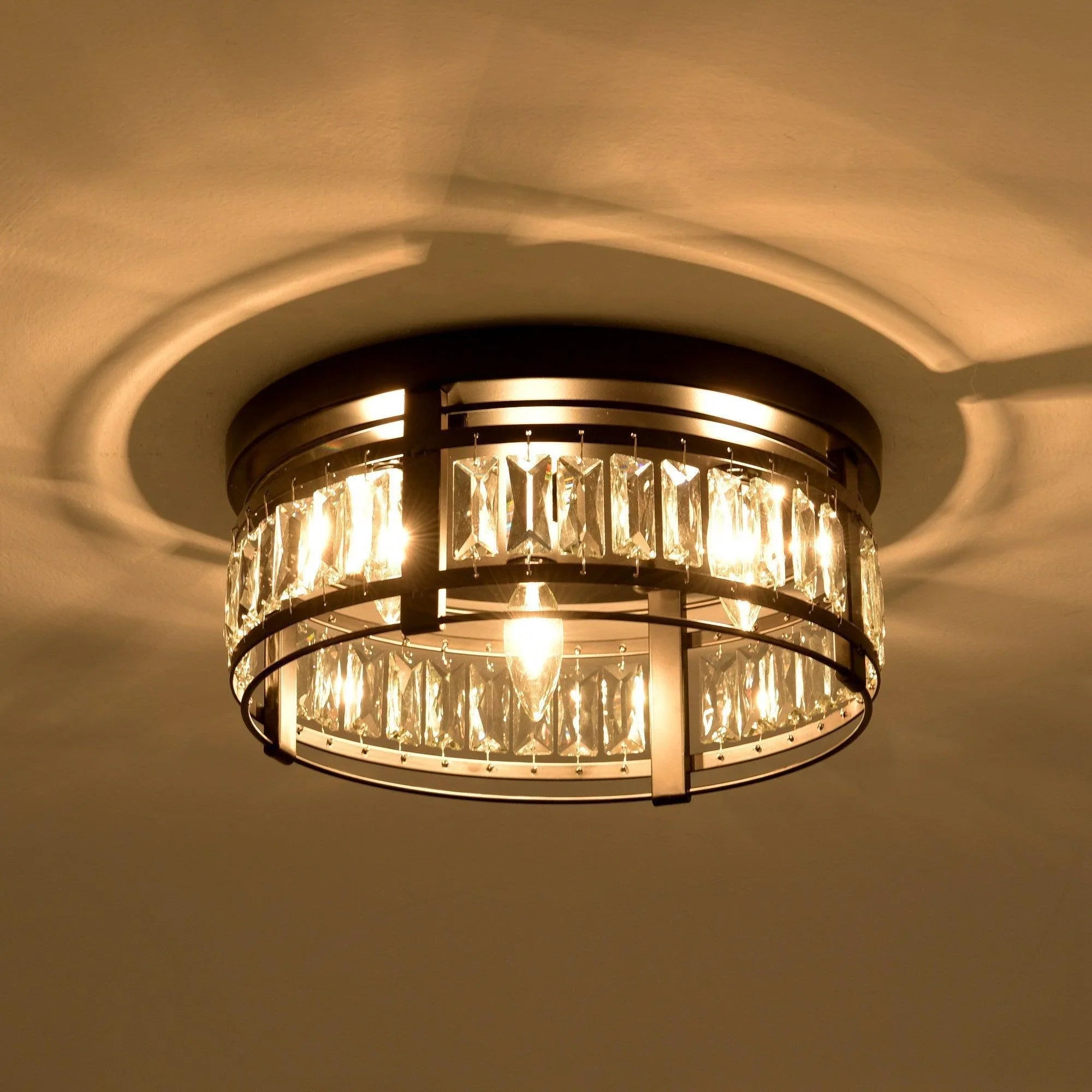 Modern Crystal 3 Light Flush Mount Ceiling Light - IPLUS Lighting