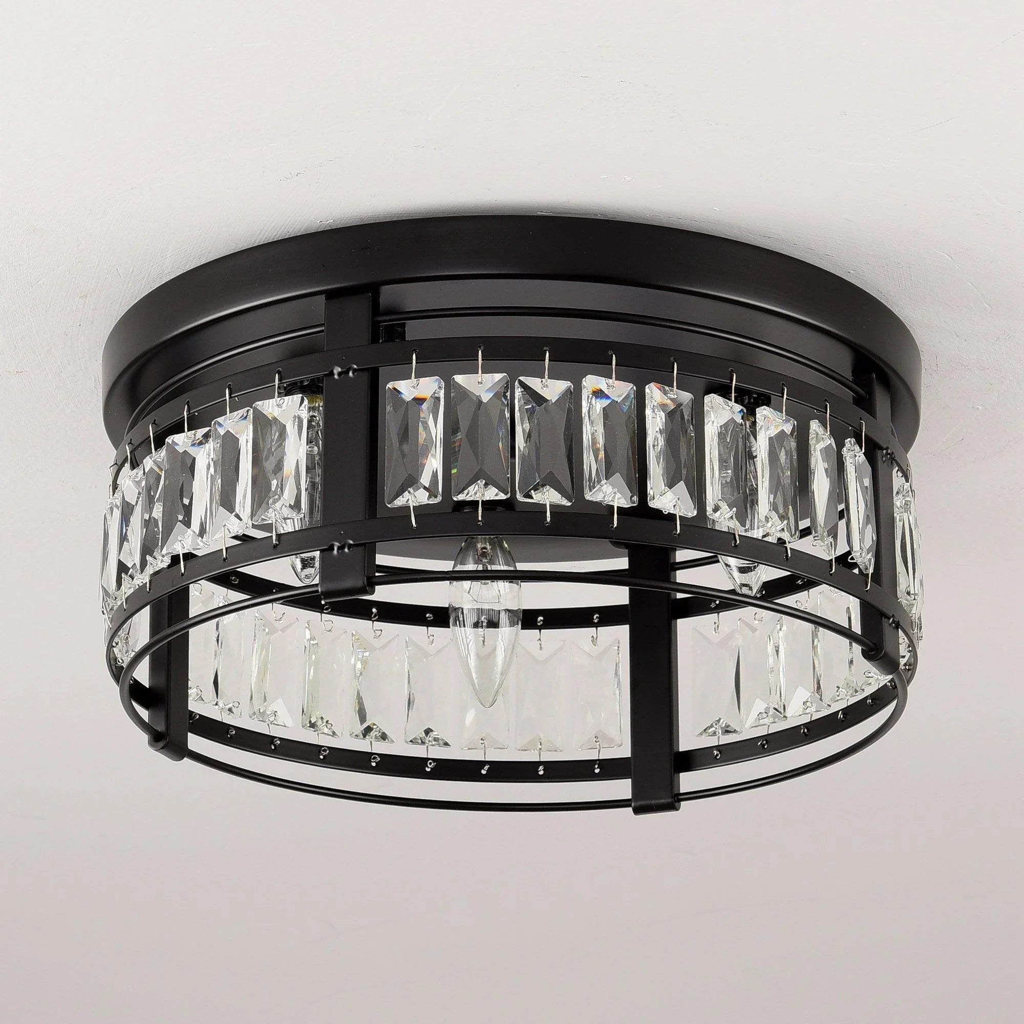 Modern Crystal 3 Light Flush Mount Ceiling Light - IPLUS Lighting