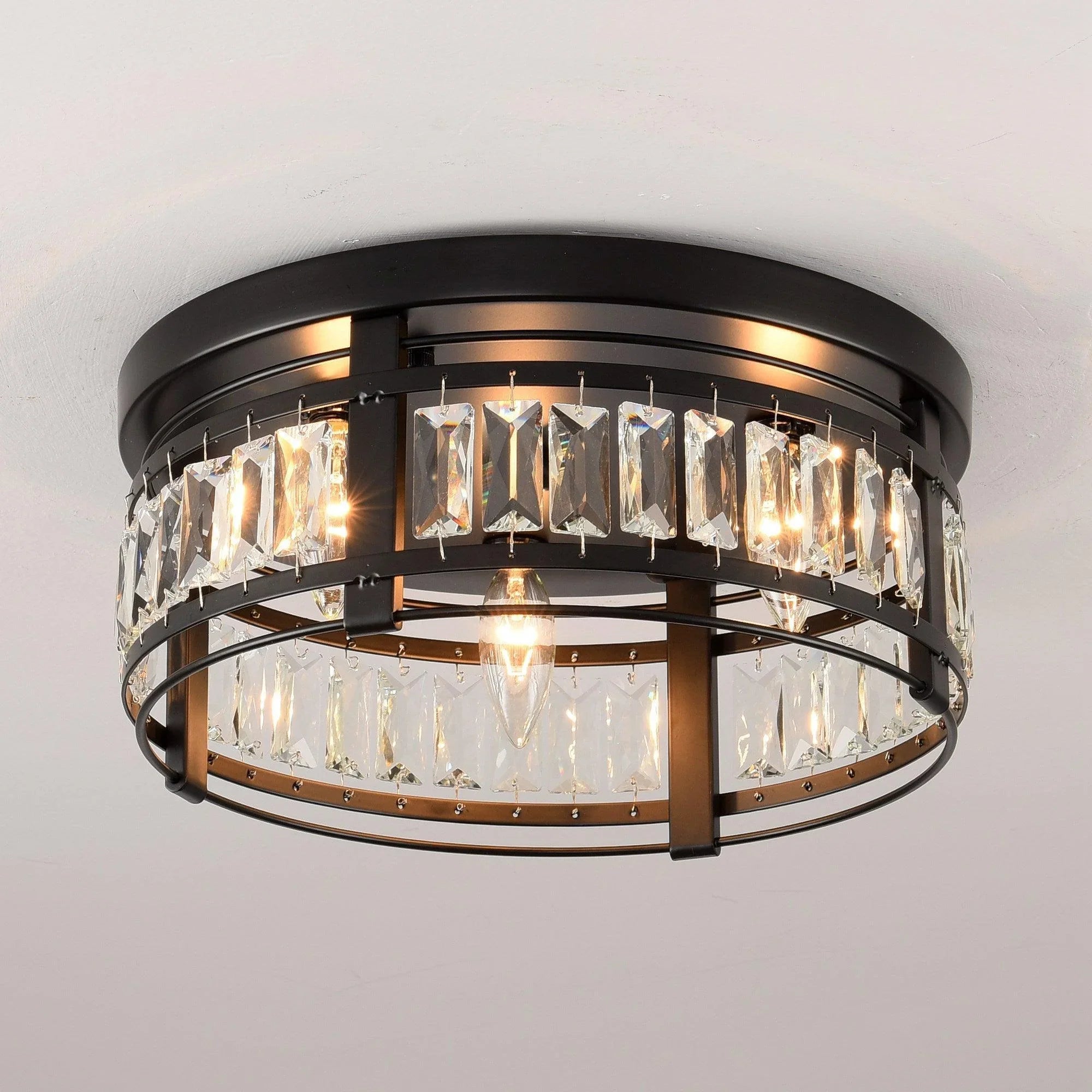 Modern Crystal 3 Light Flush Mount Ceiling Light - IPLUS Lighting