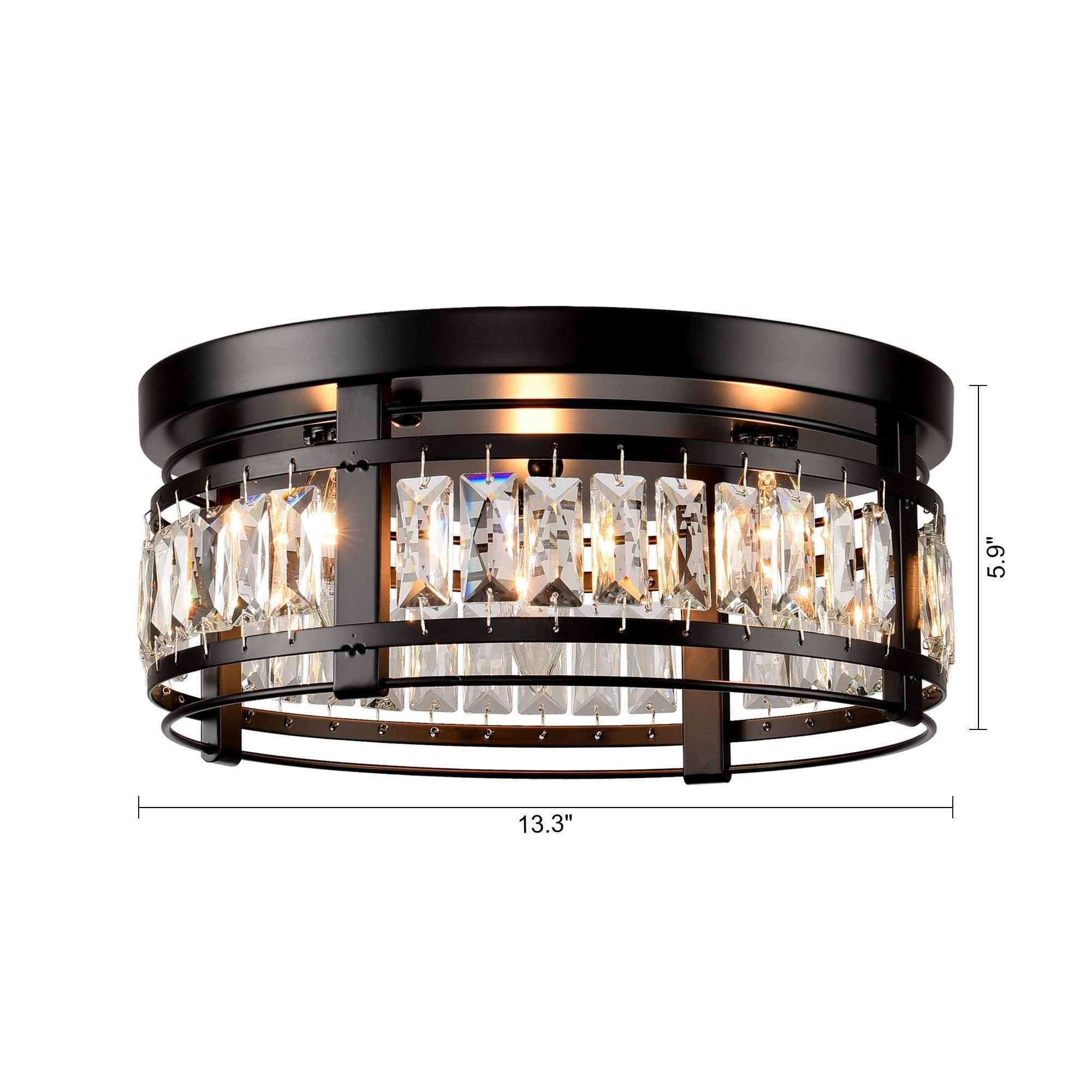 3-Light Modern Crystal Flush Mount Ceiling Light - ParrotUncle