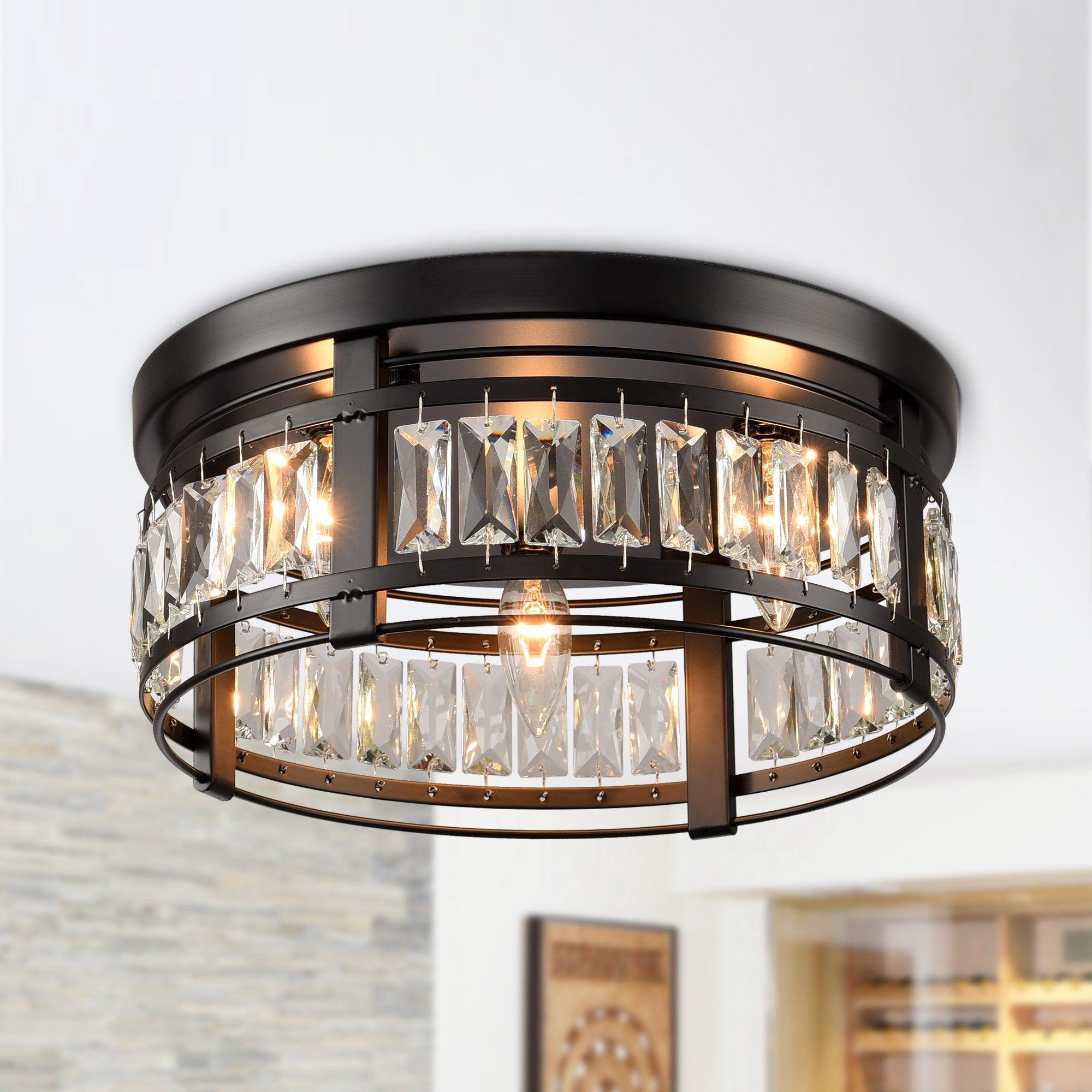 3-Light Modern Crystal Flush Mount Ceiling Light - ParrotUncle