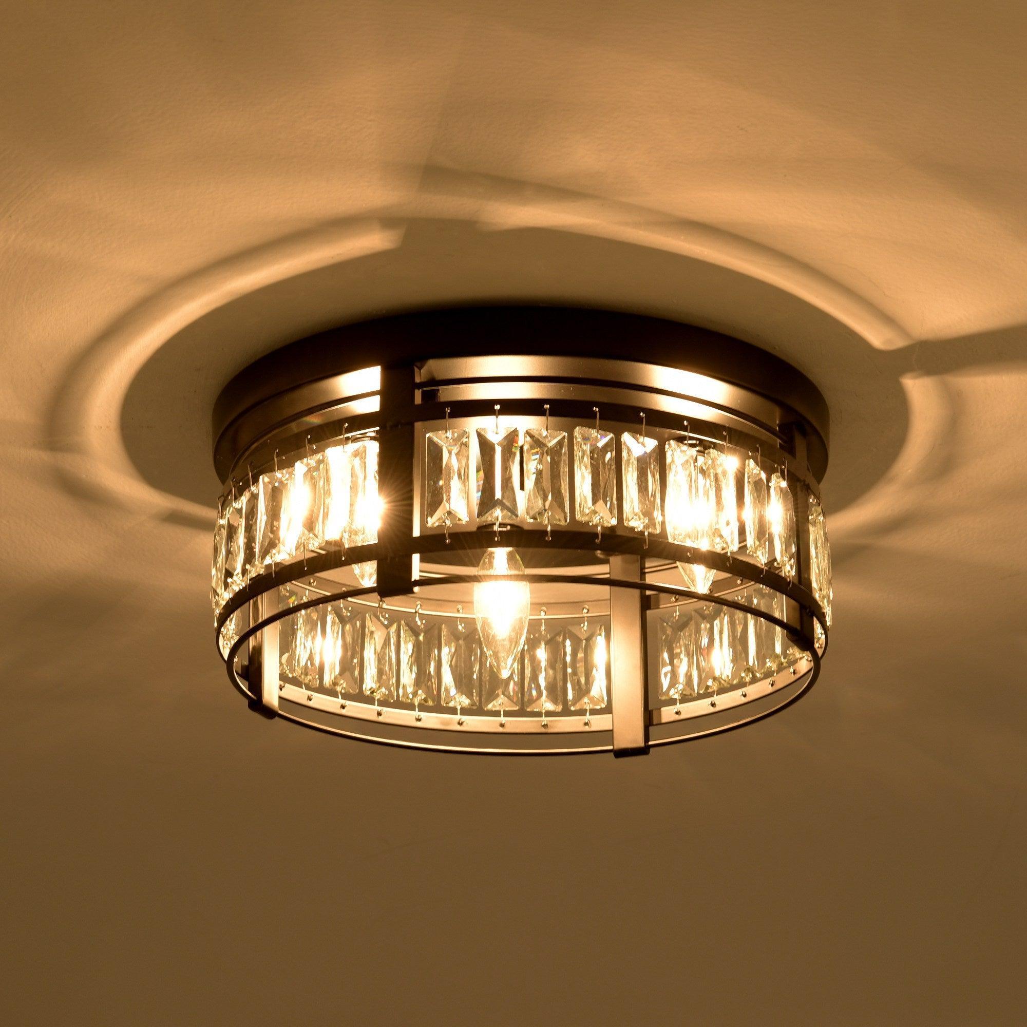 3-Light Modern Crystal Flush Mount Ceiling Light - ParrotUncle